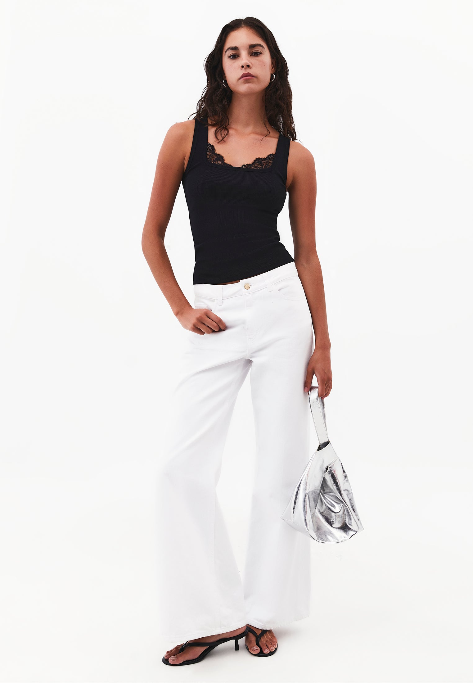 Sleeveless Bodycon Tank Top with Square Neckline - BLACK