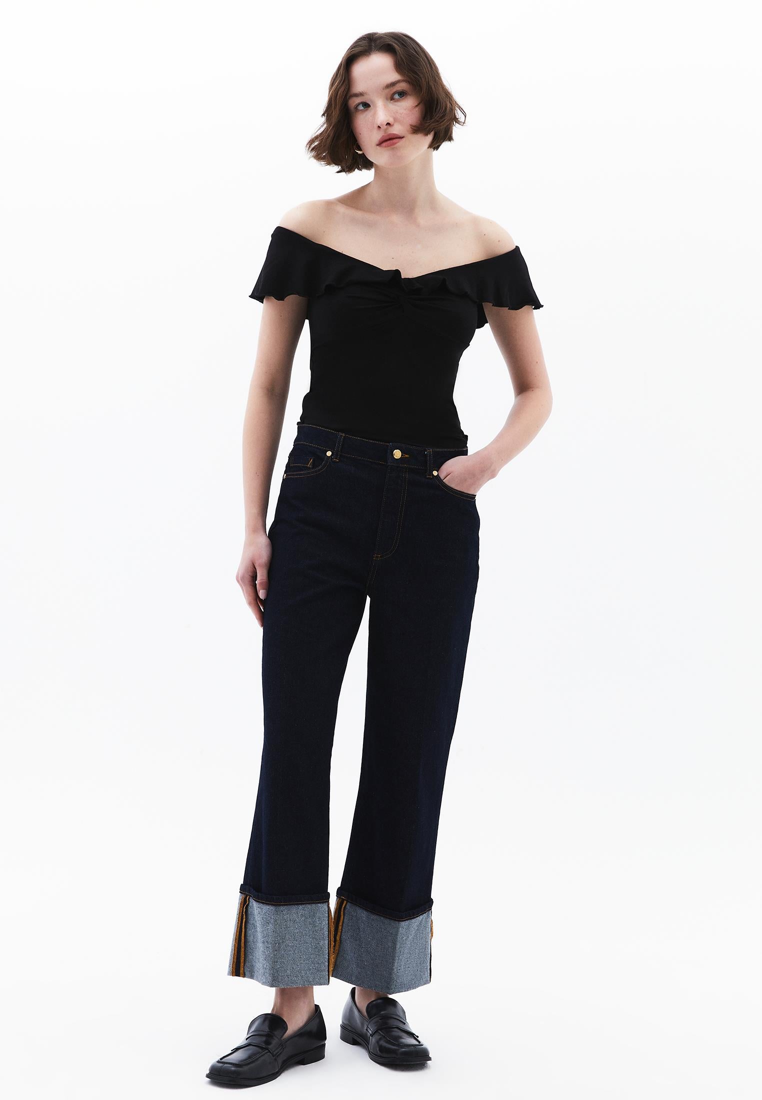 Asymmetric Blouse - BLACK