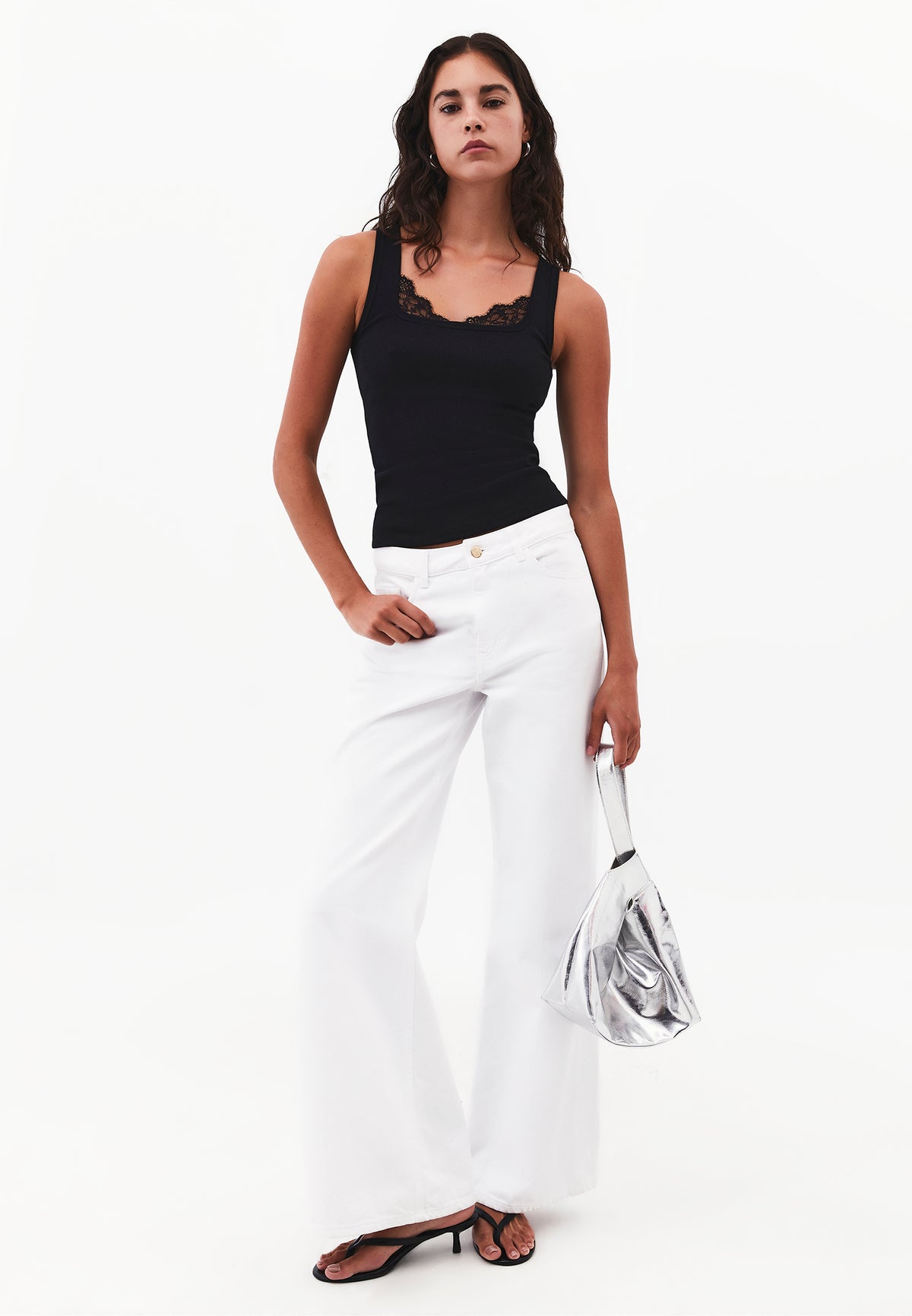 Sleeveless Bodycon Tank Top with Square Neckline - BLACK