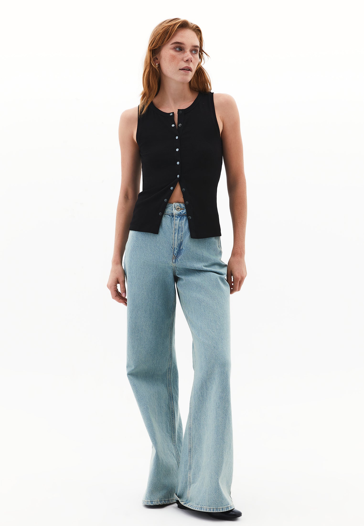 Sleeveless Tank With Crew Neck - BLACK