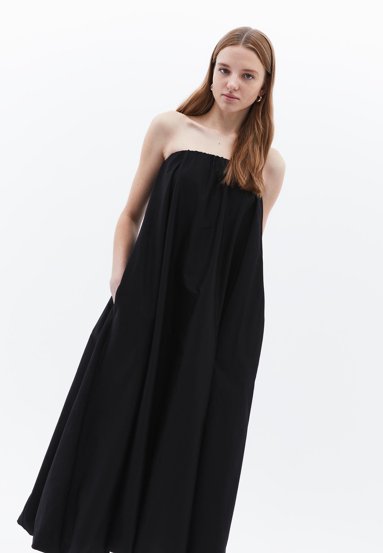 Strapless Balloon Form Summer Dress - BLACK