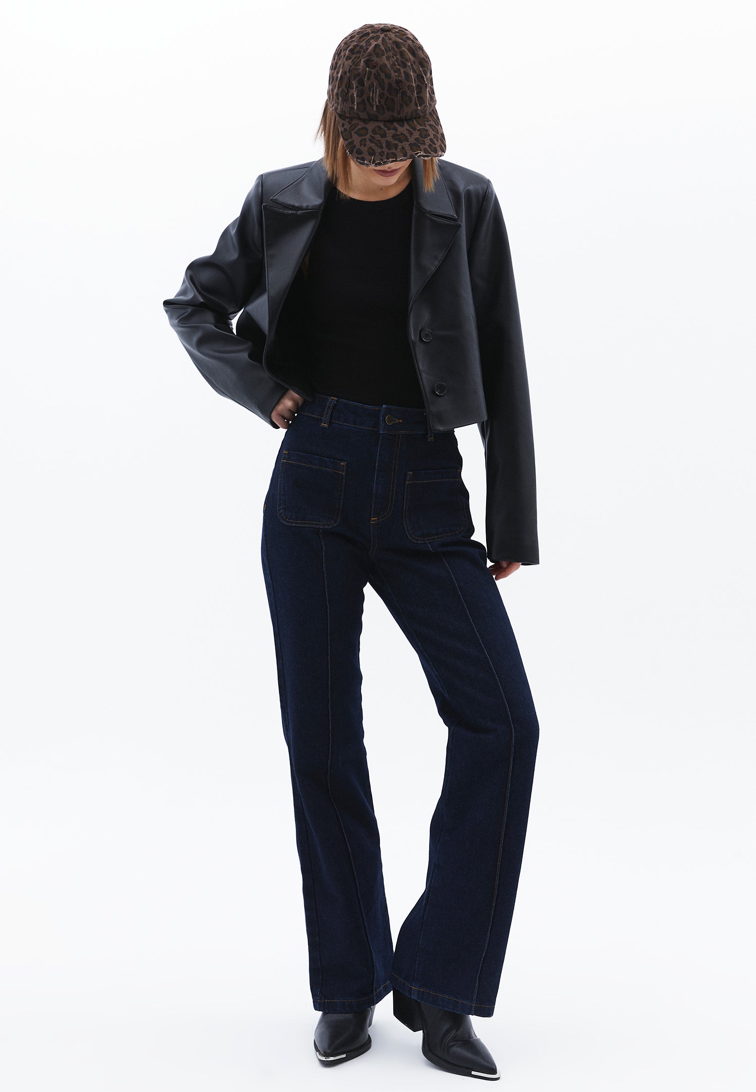 Halter neck crop top - BLACK