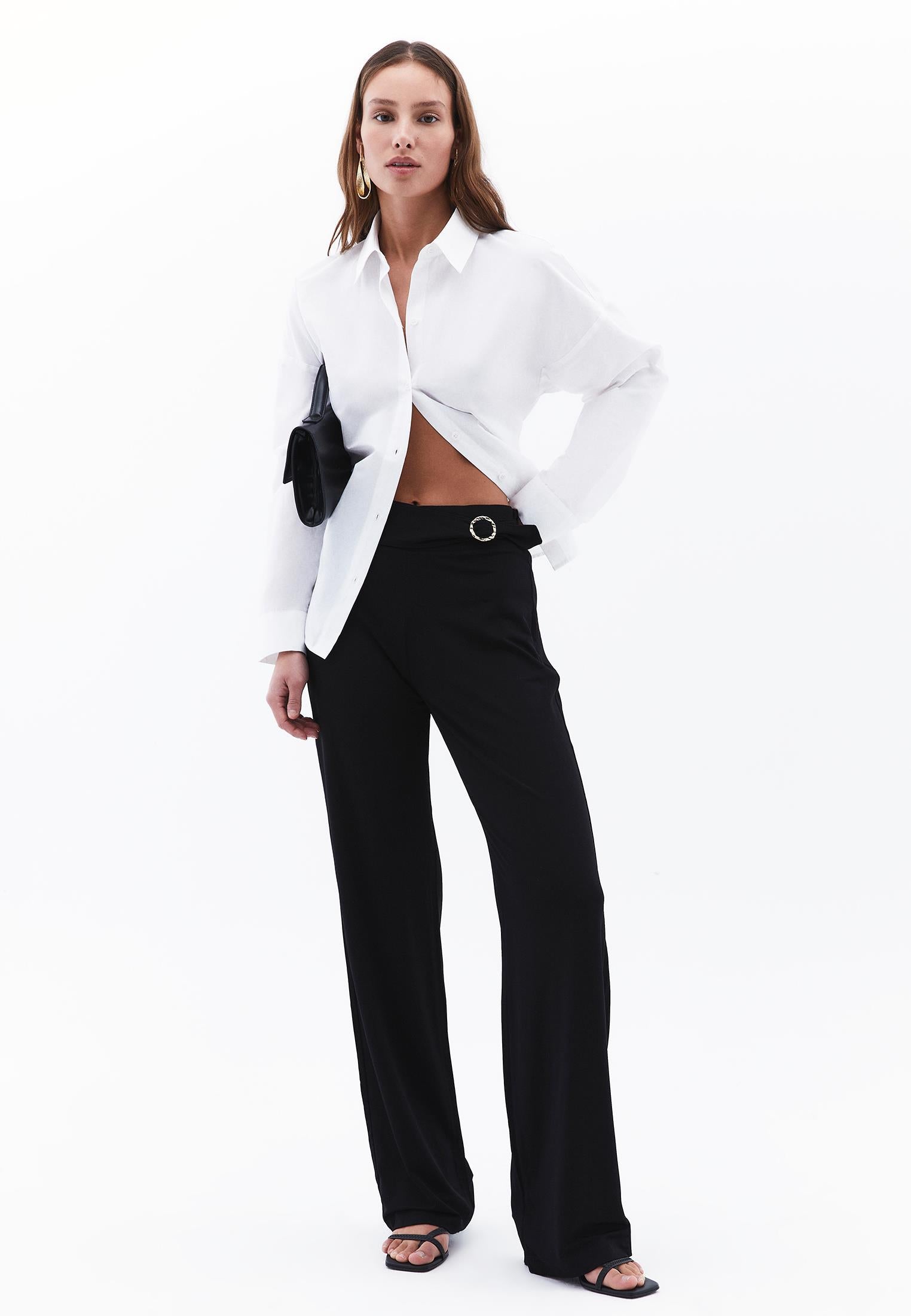 High Waist Pants - BLACK