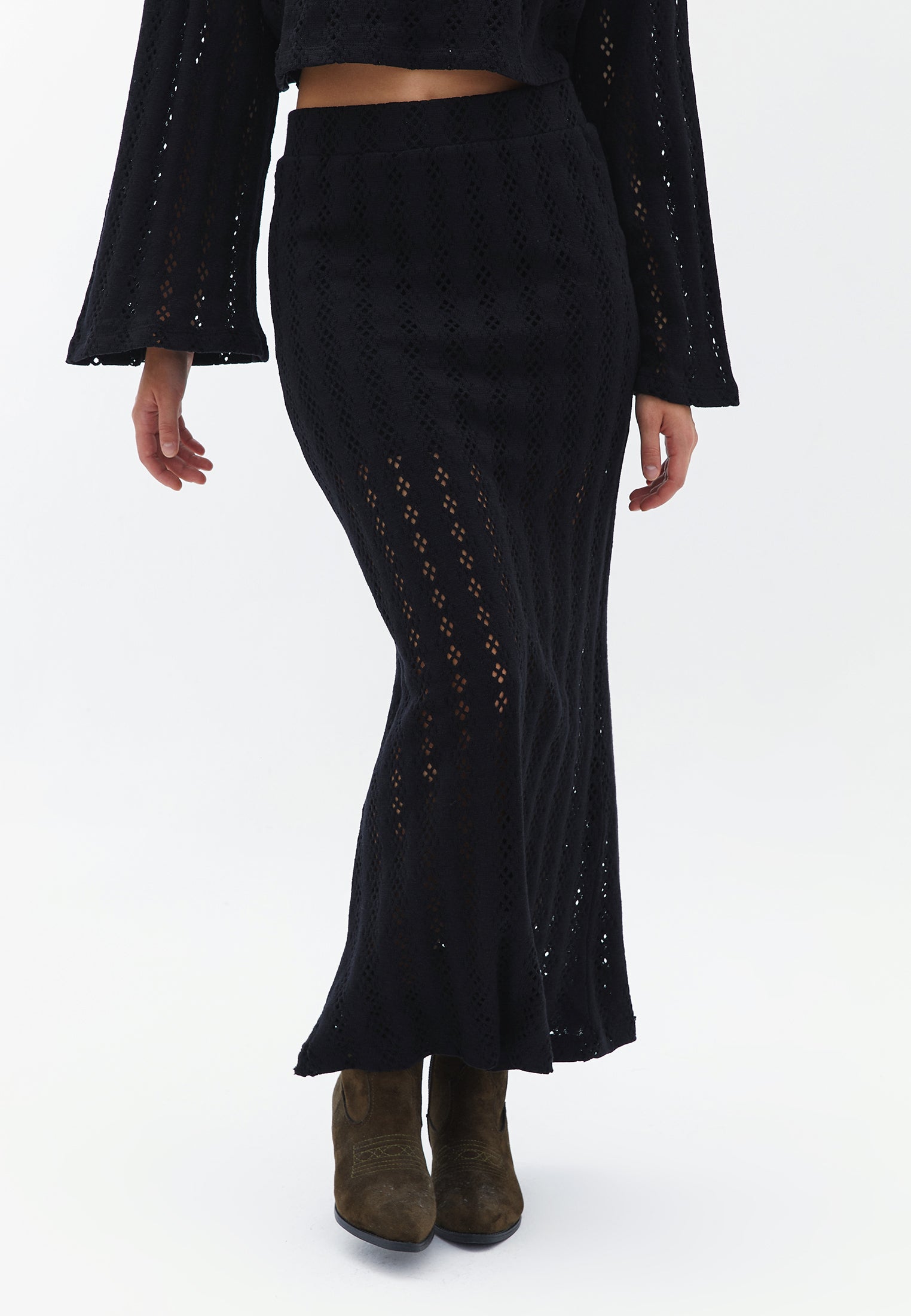 Cotton maxi skirt - BLACK