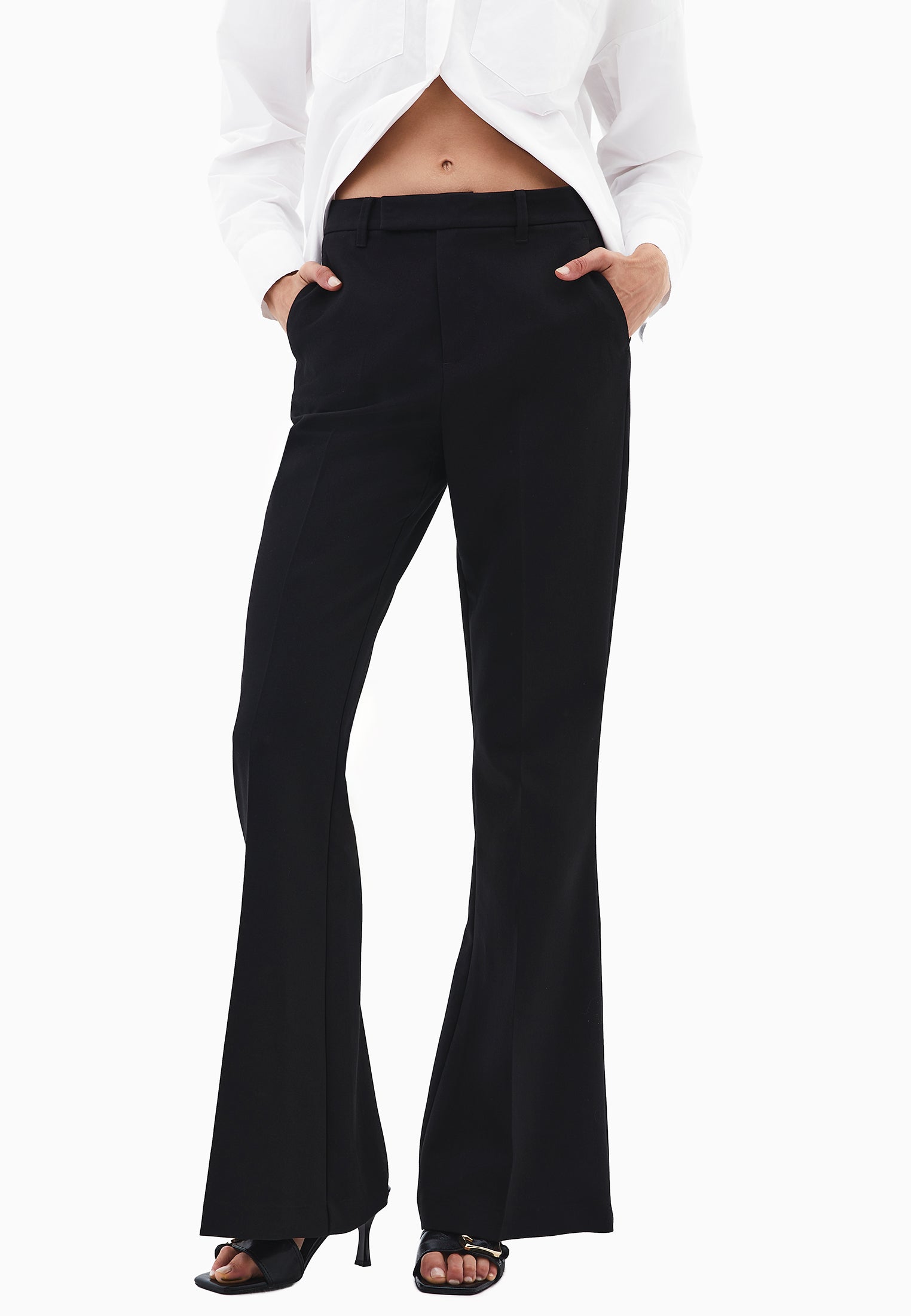 Spanish flare high waist pants - BLACK