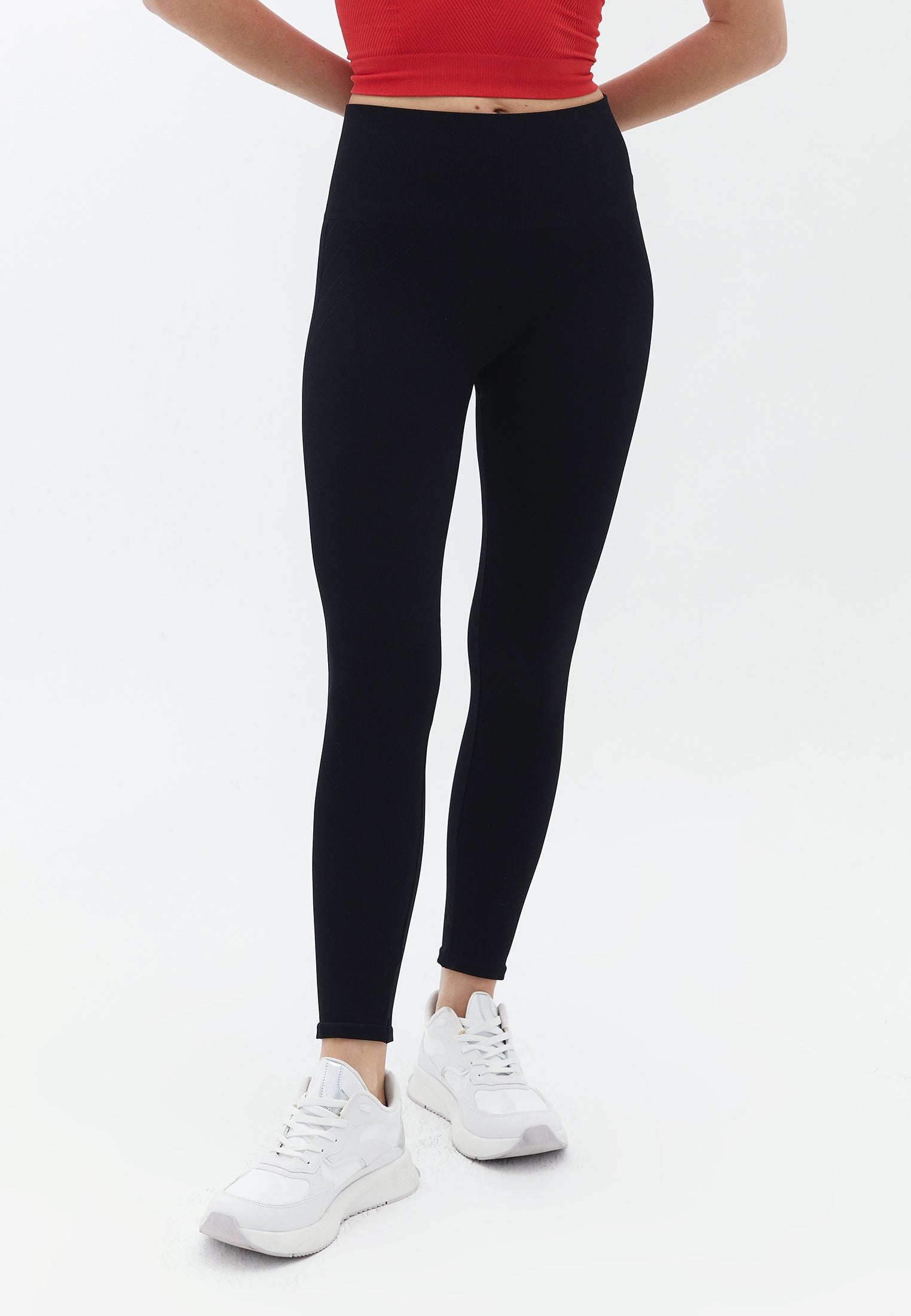 High waist ankle leggings - BLACK