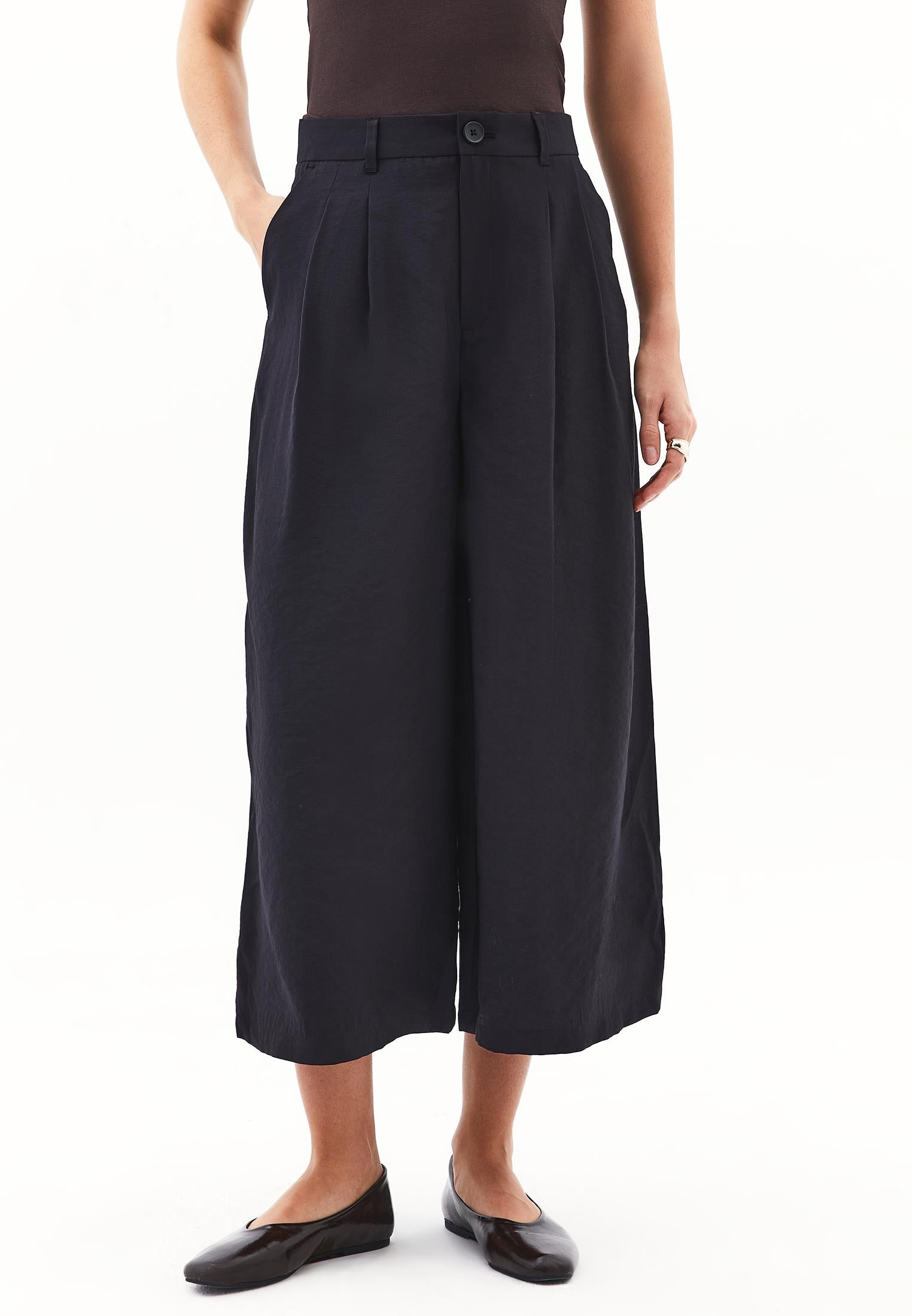 High Waist Wide Leg Pants - BLACK