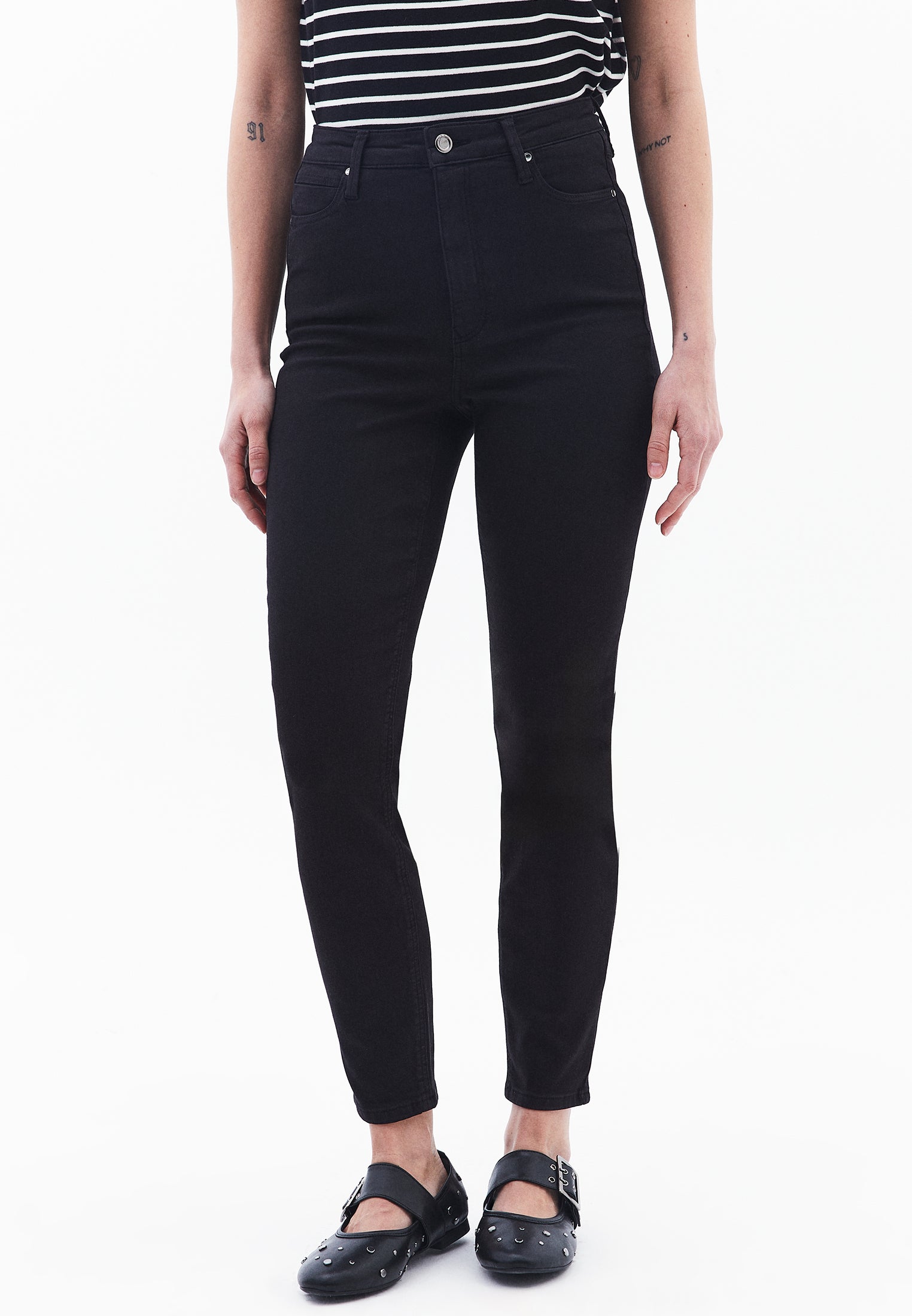 High waist skinny pants - BLACK