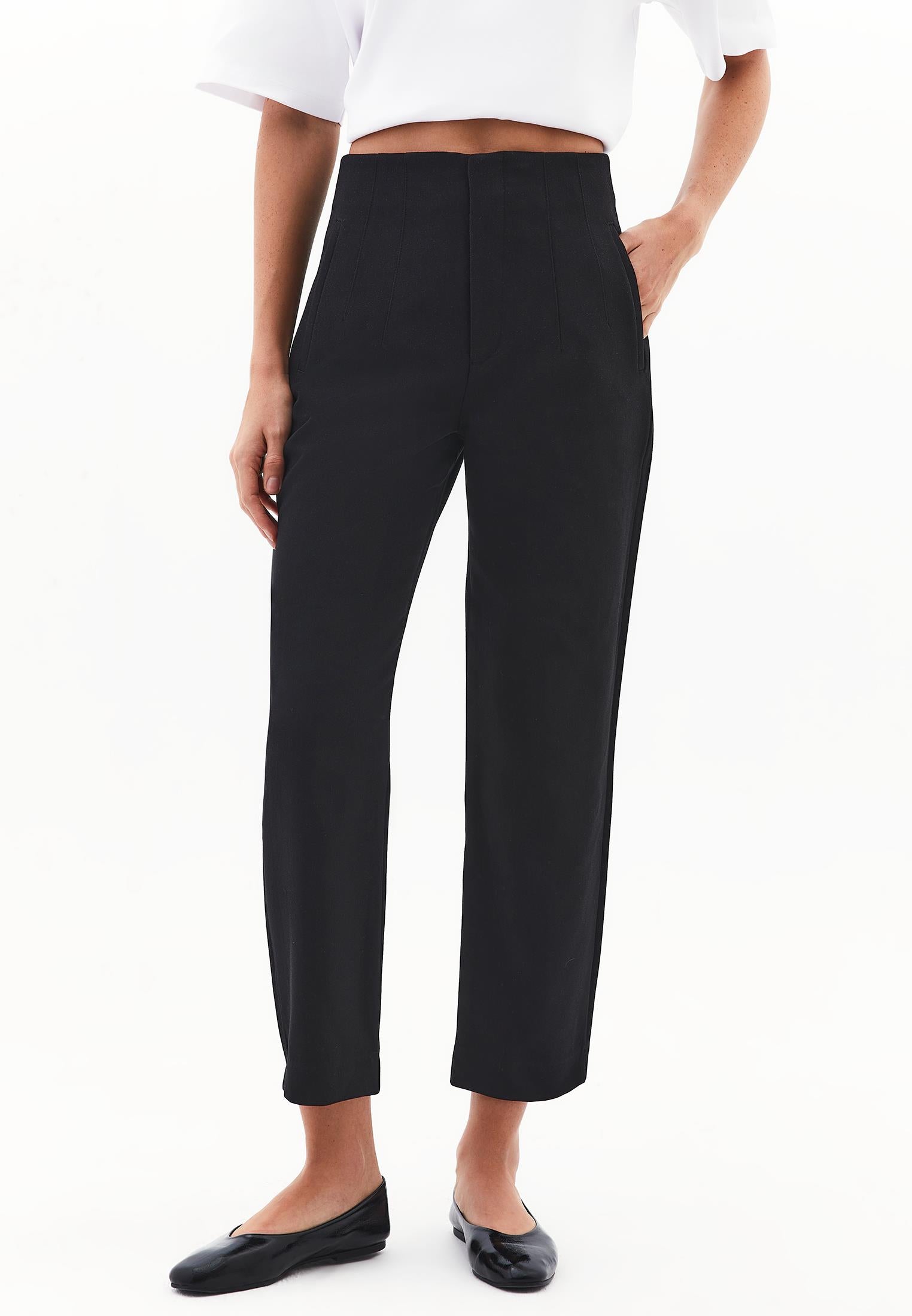 Carrot Cut High Waist Pants - BLACK