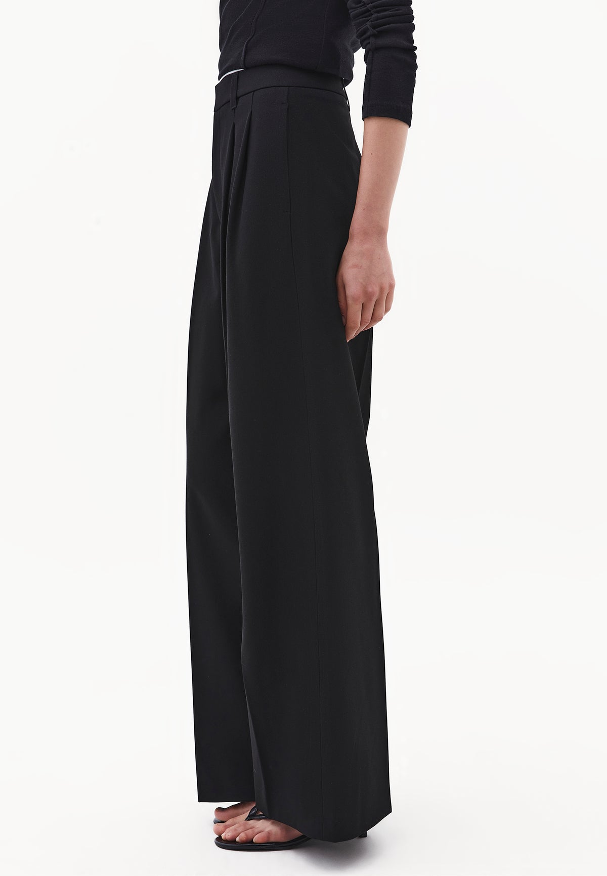 Pleated Wide Leg Pants - Black
