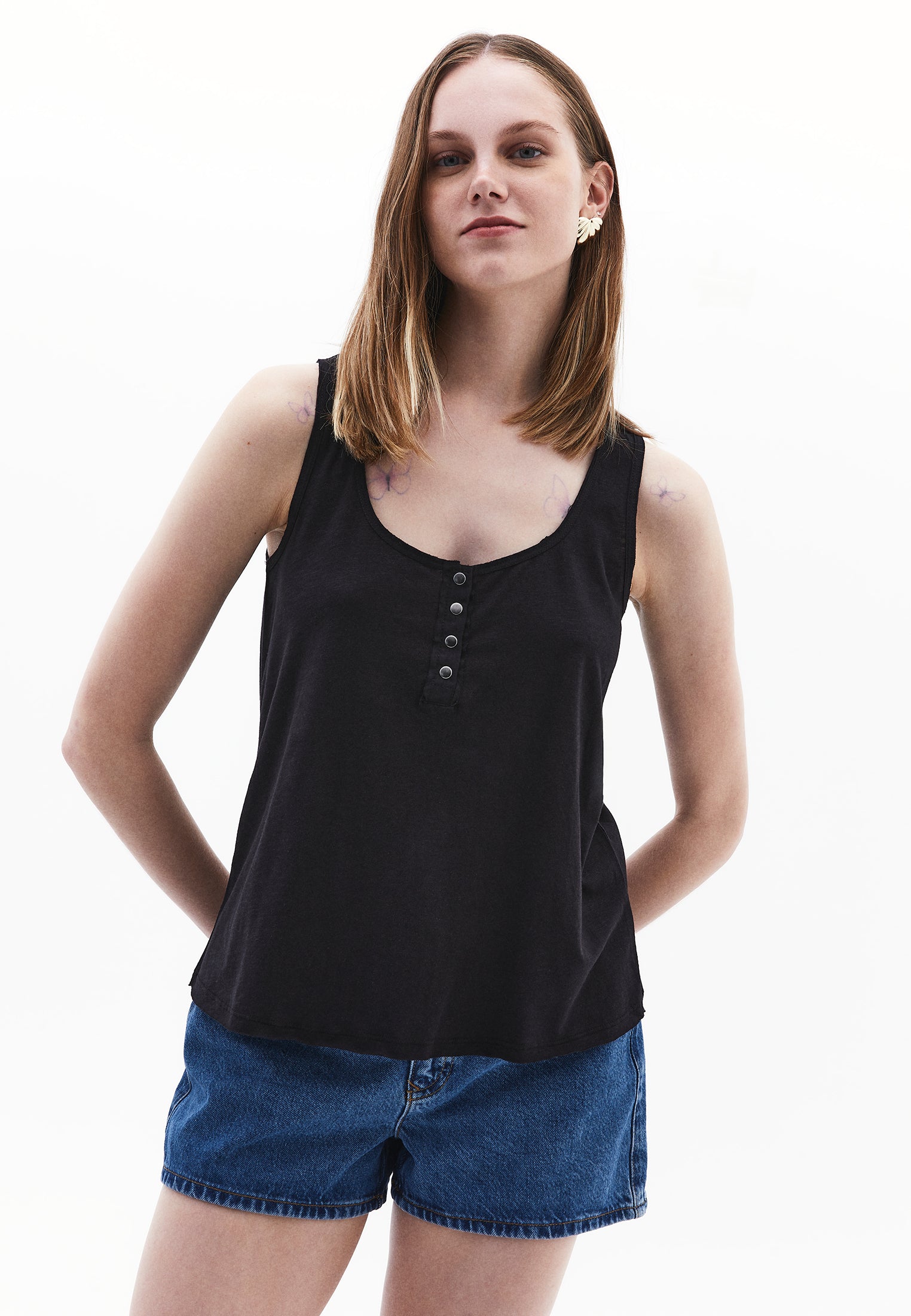 Tank Top With Modal Content - BLACK