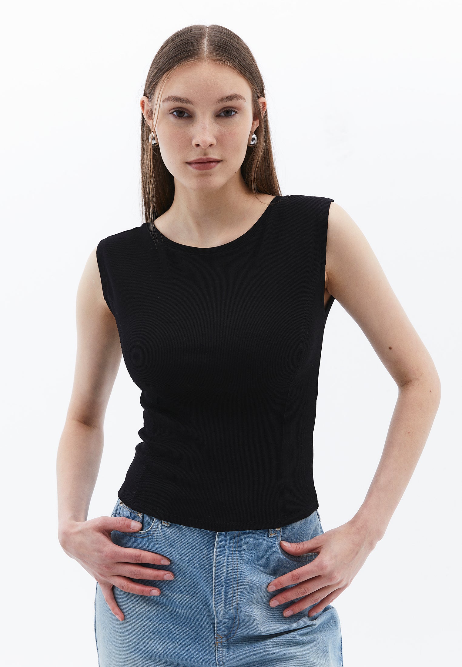 Boat Neck T-Shirt - BLACK