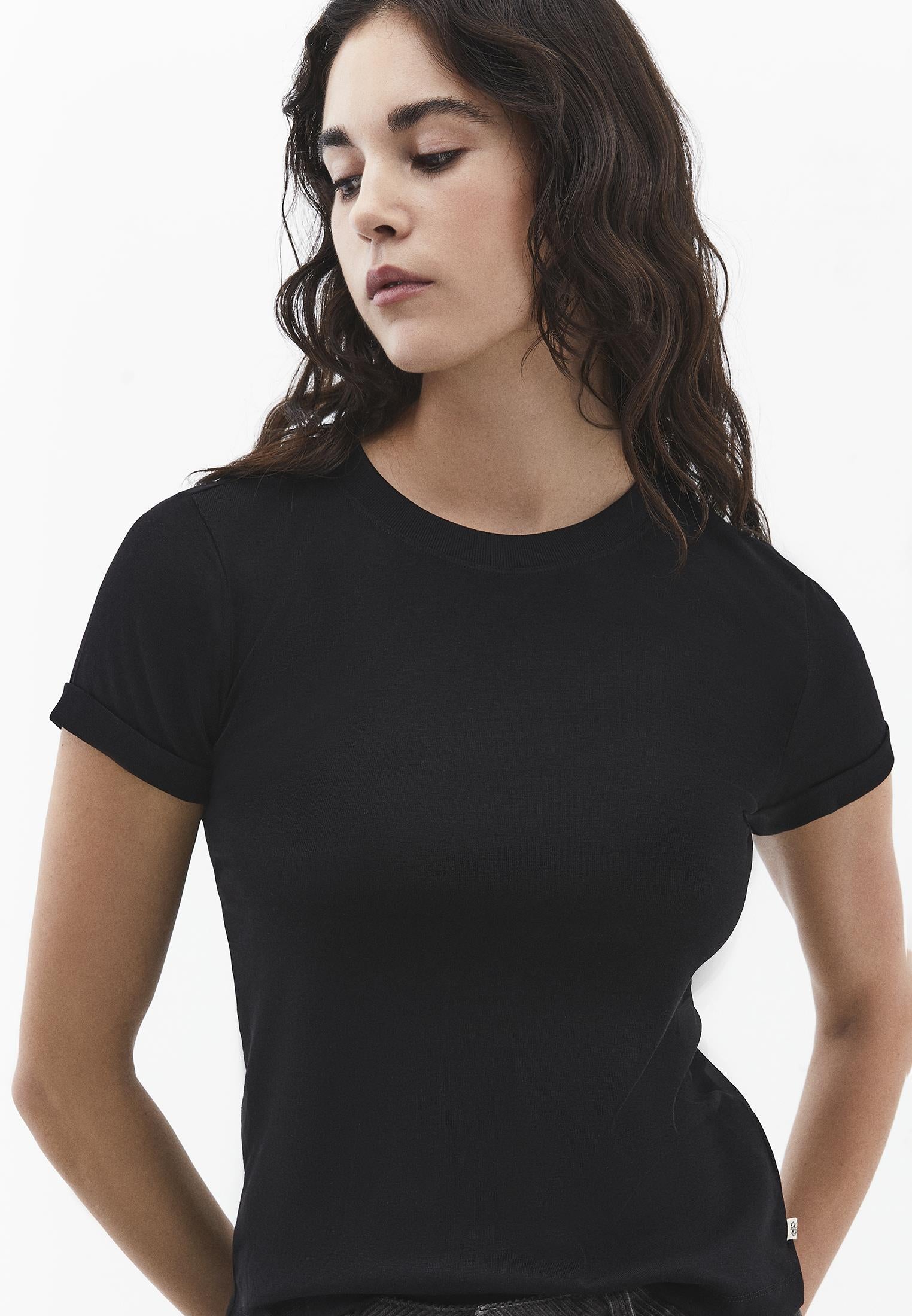 Women's Crew Neck Short Sleeve T-Shirt - BLACK