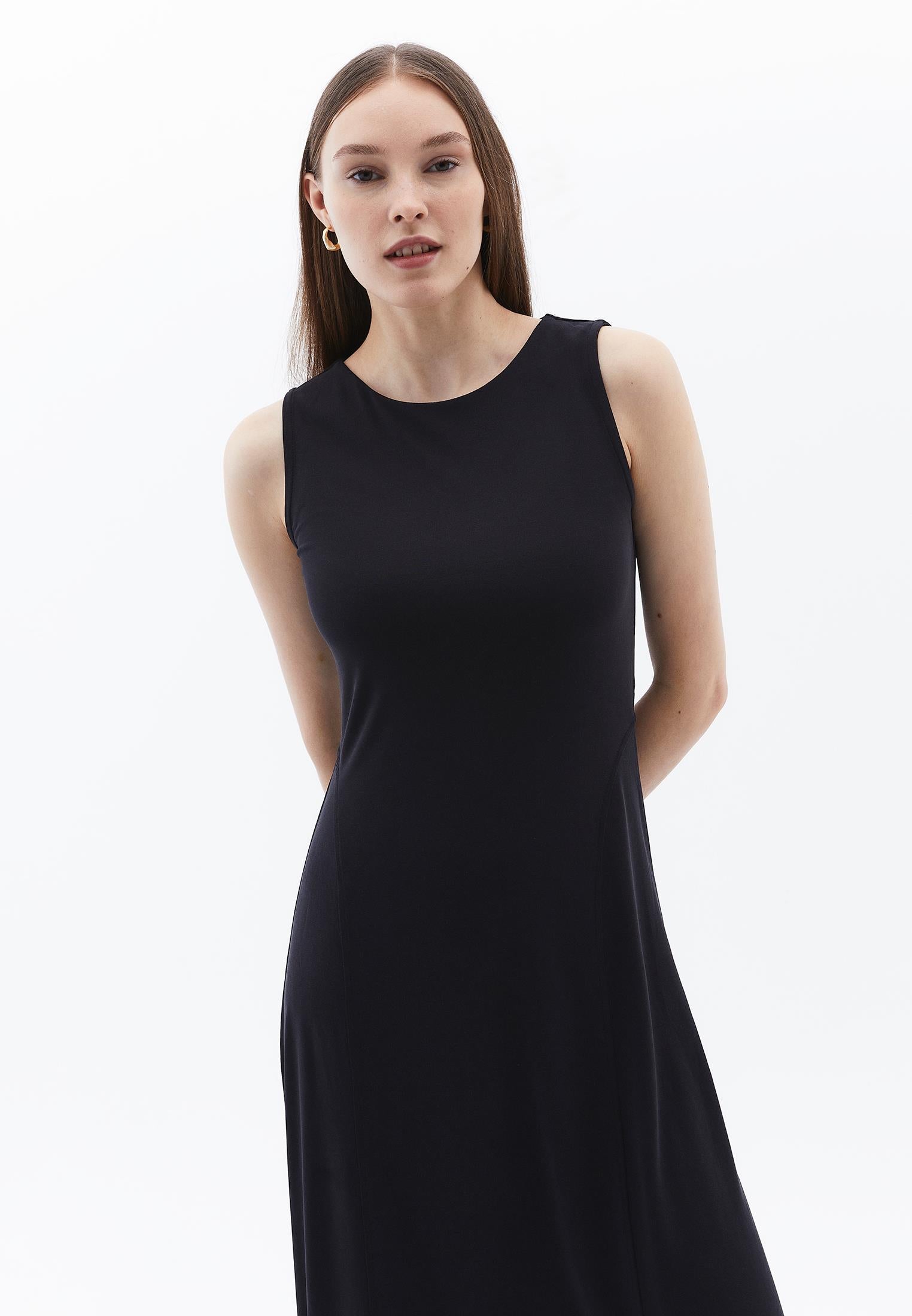 A Line Midi Dress - BLACK