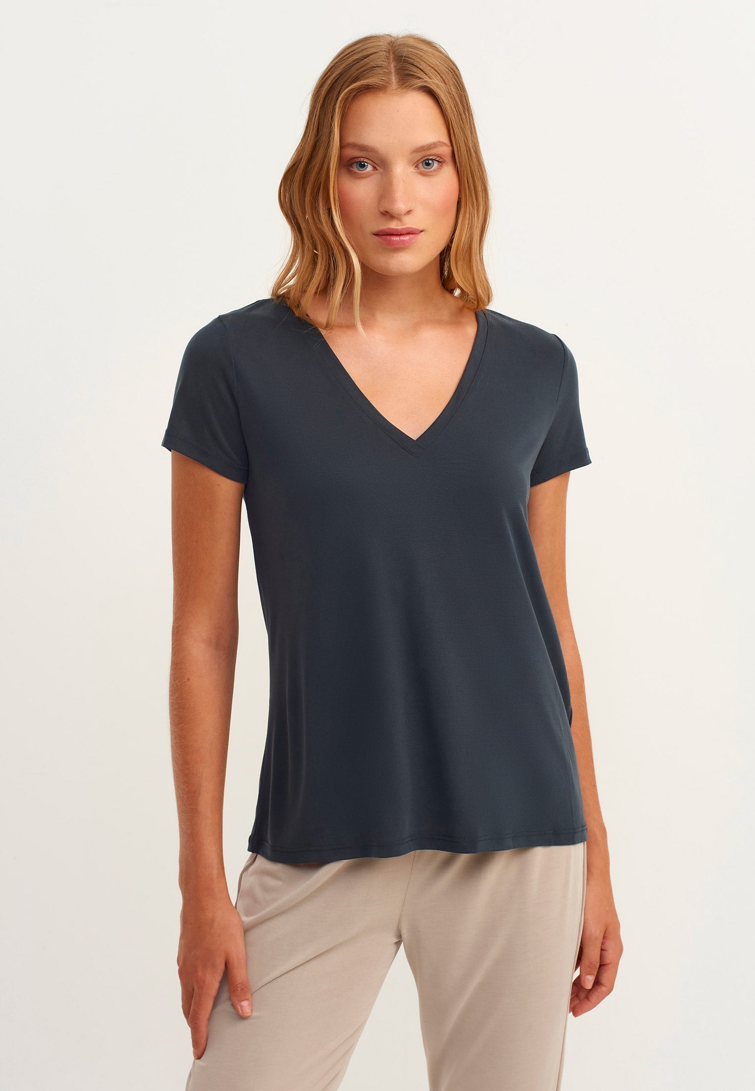 Soft textured short sleeve t-shirt - BLACK
