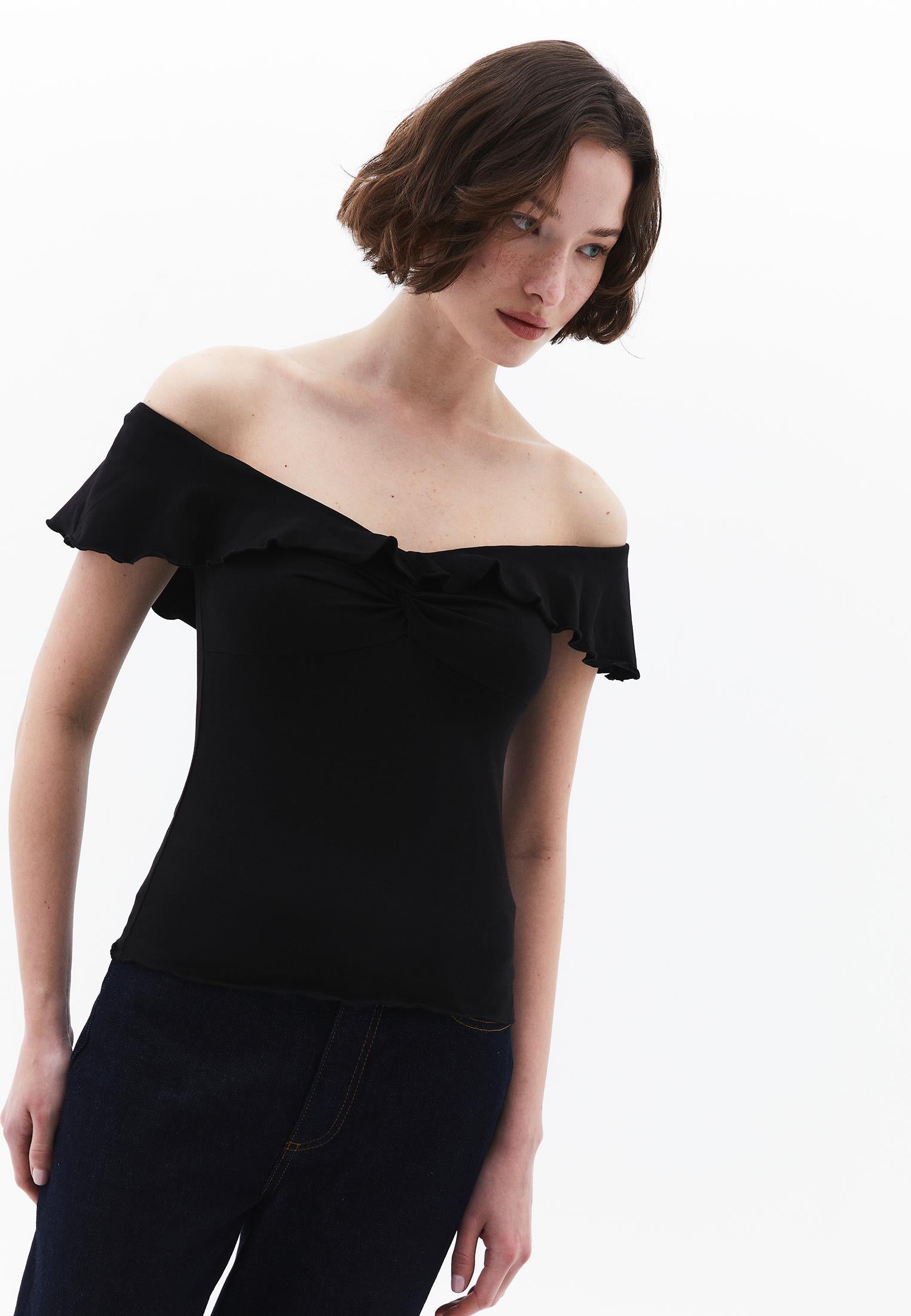 Asymmetric Blouse - BLACK