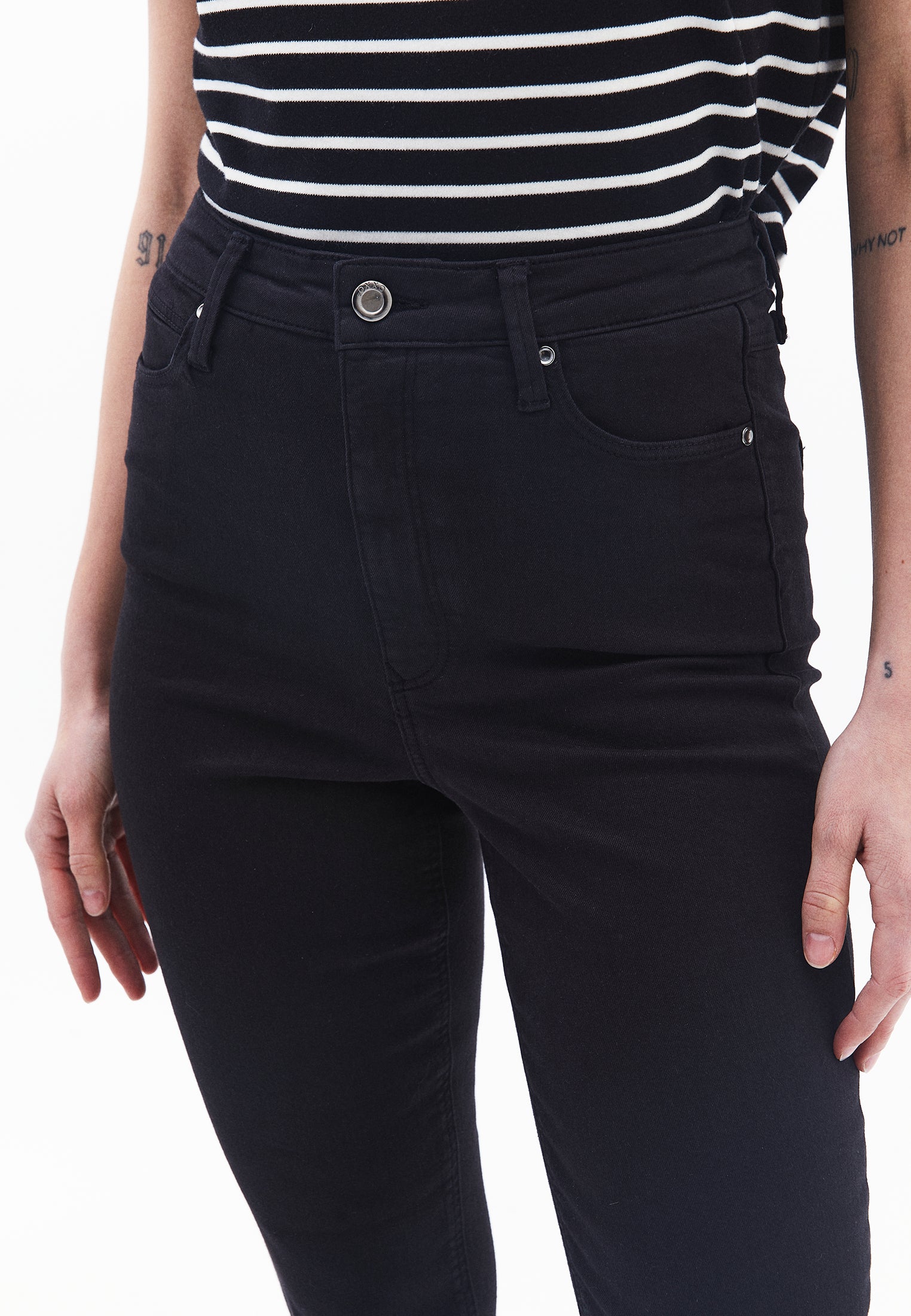 High waist skinny pants - BLACK