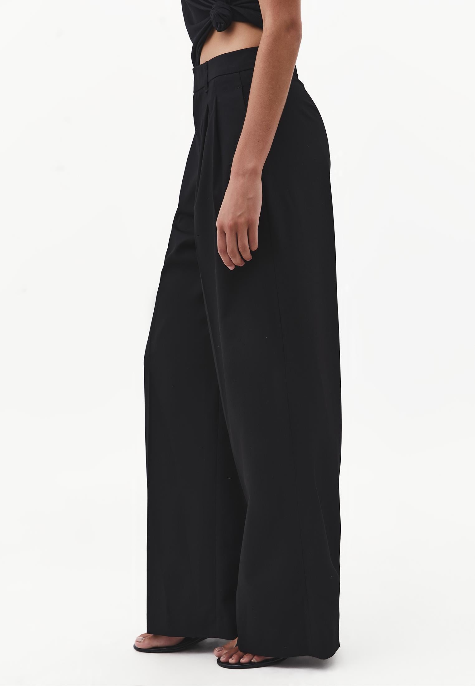 Wide Leg Wide Leg Pants - BLACK