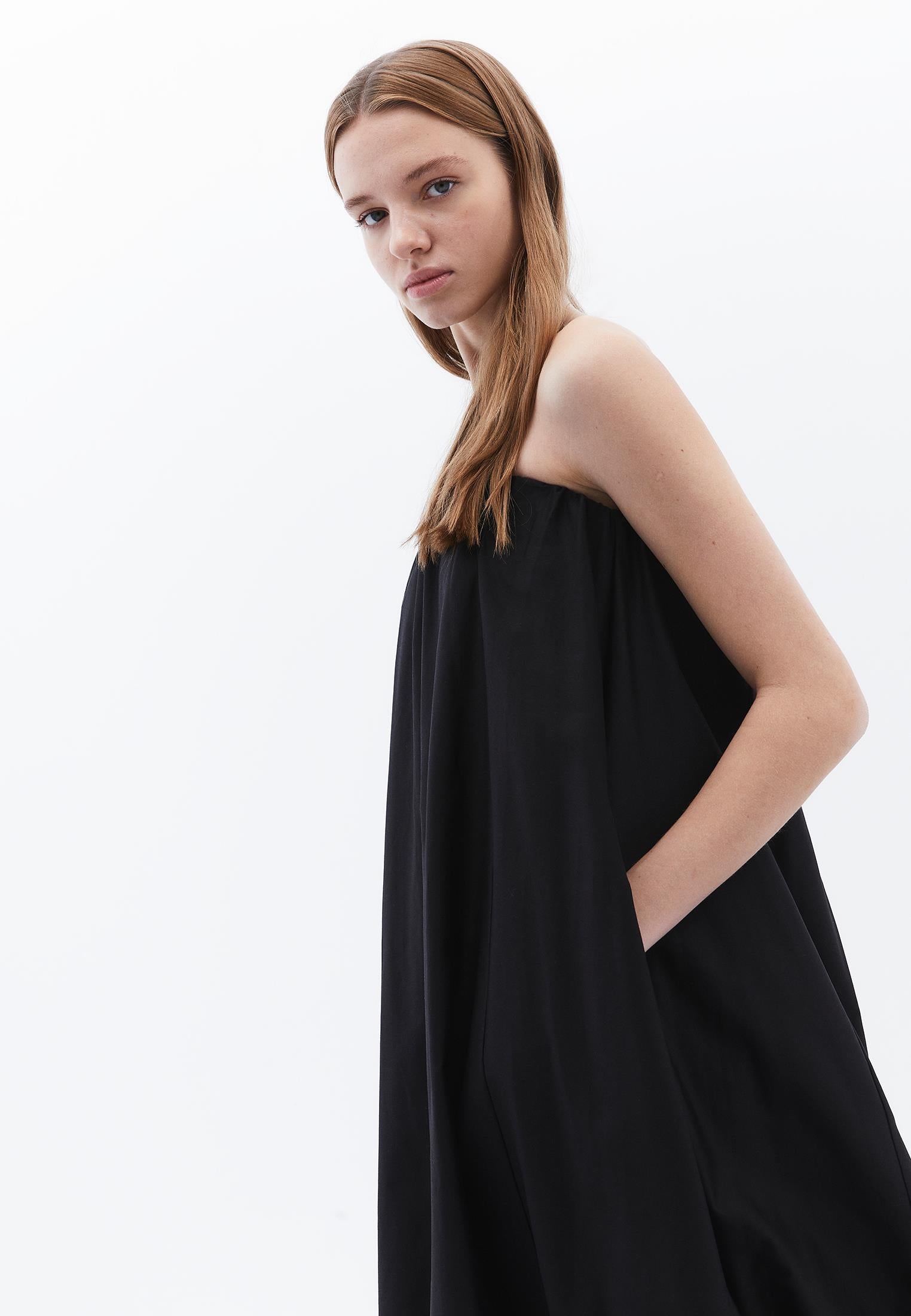 Strapless Balloon Form Summer Dress - BLACK