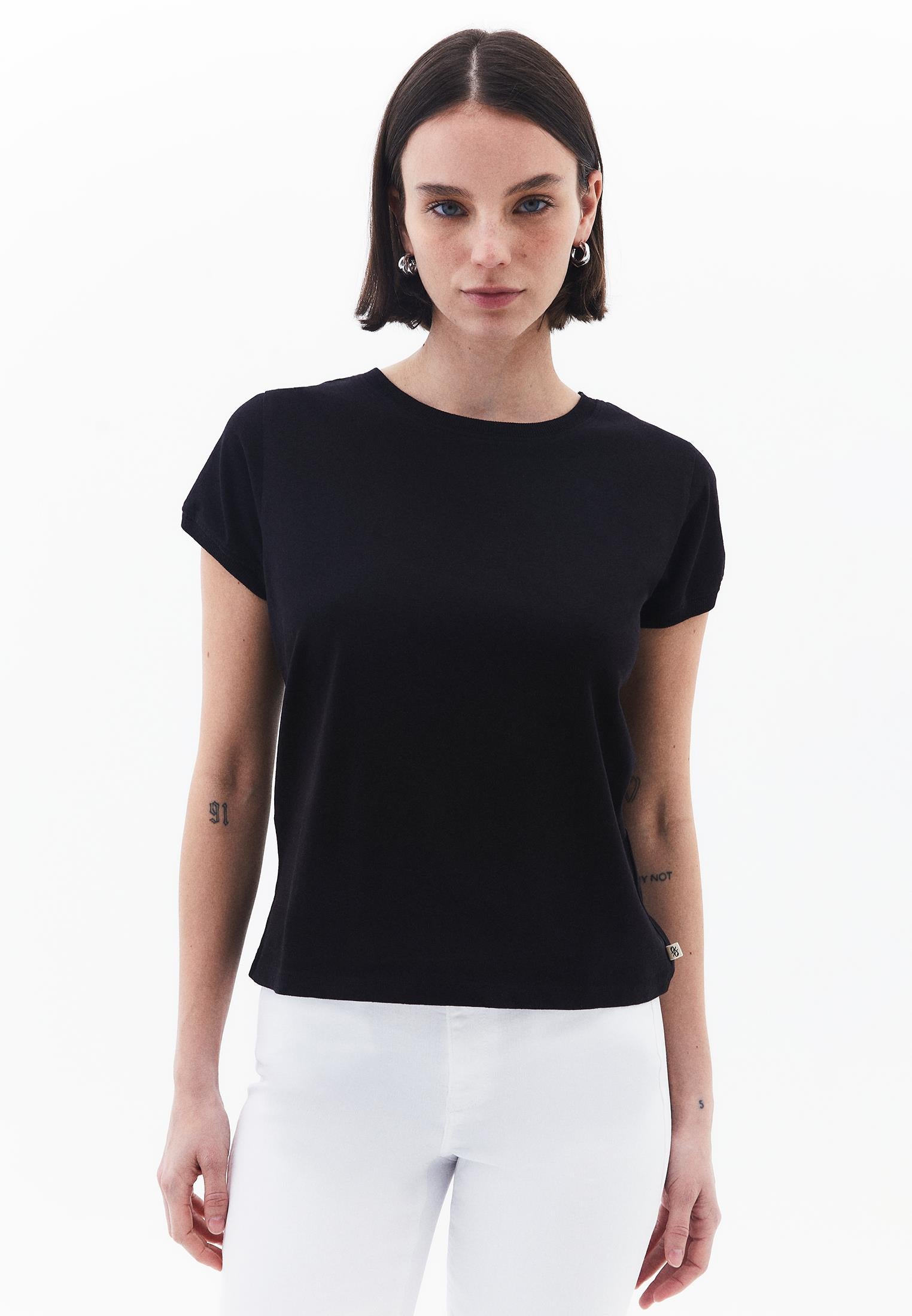 Crew Neck Short Sleeve T-Shirt - BLACK