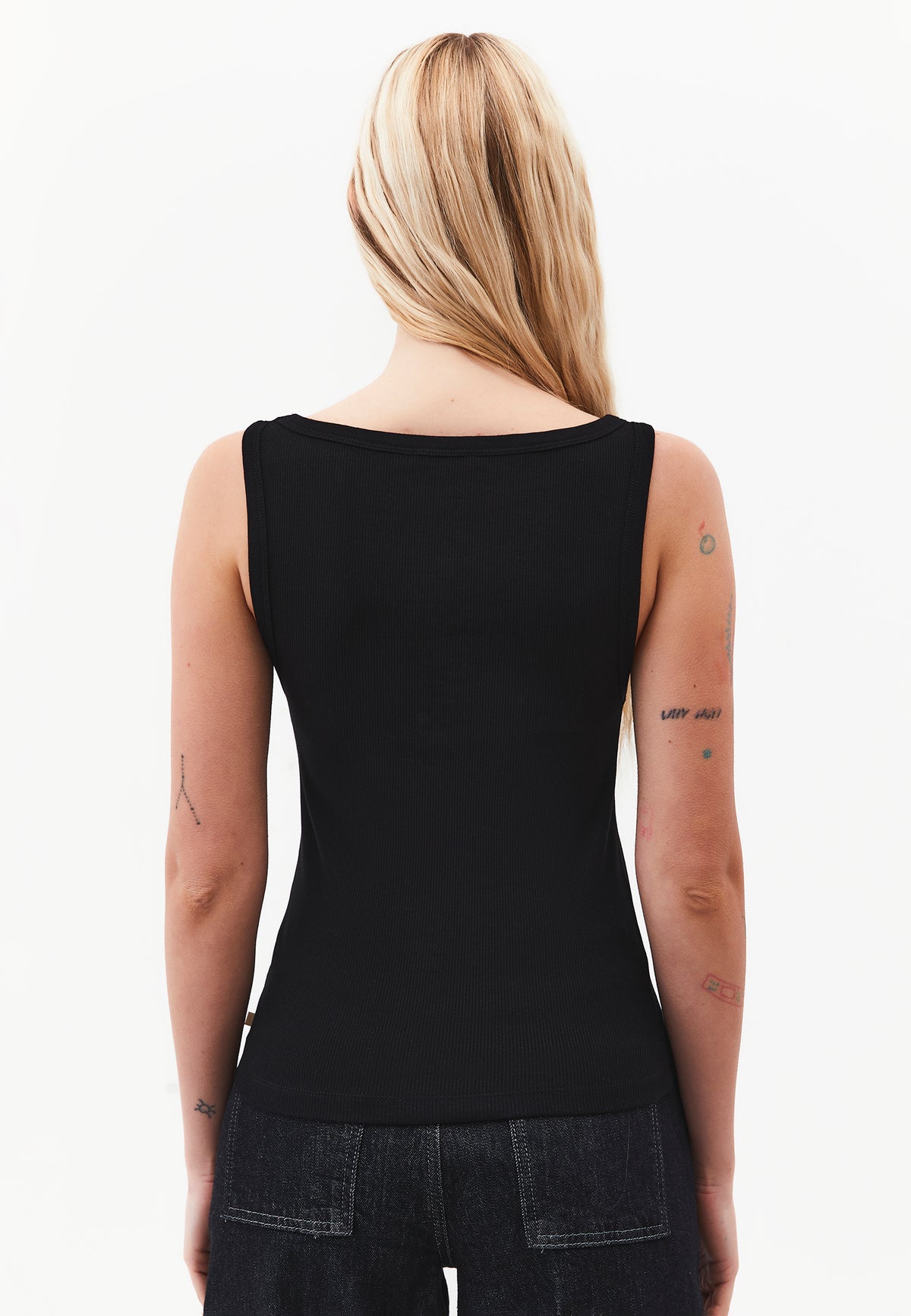 Boat Neck Tank Top - BLACK