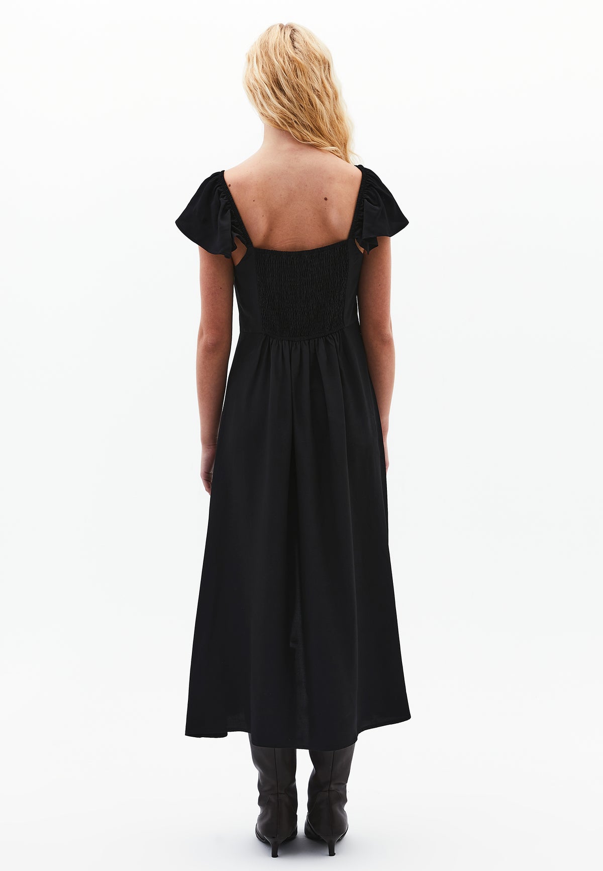 Sweetheart Neckline Midi Dress - Black