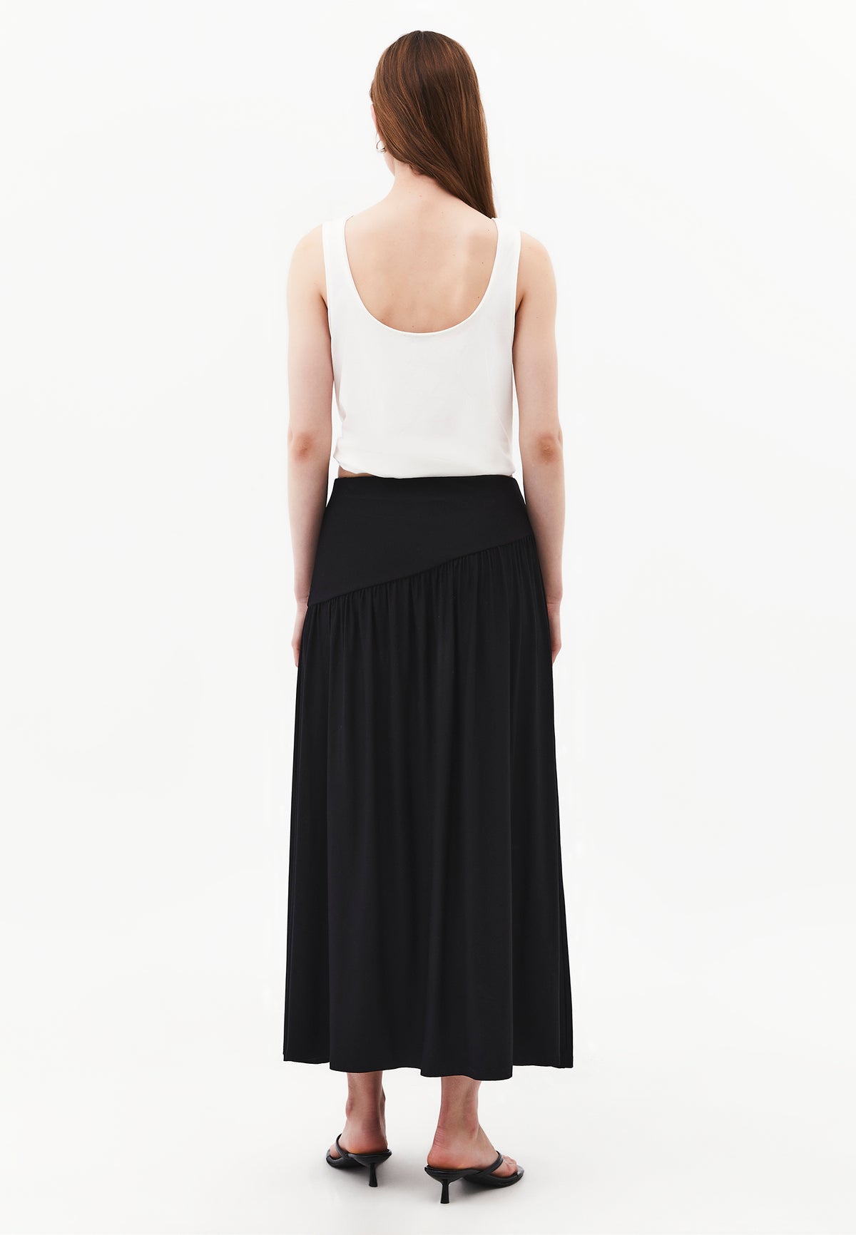 Flared Long Skirt - Black