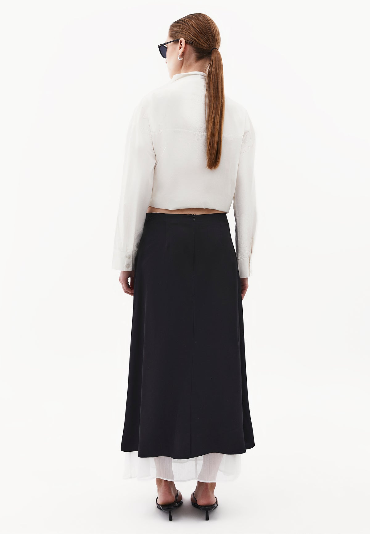 High Waist Elastic Long Skirt - Black