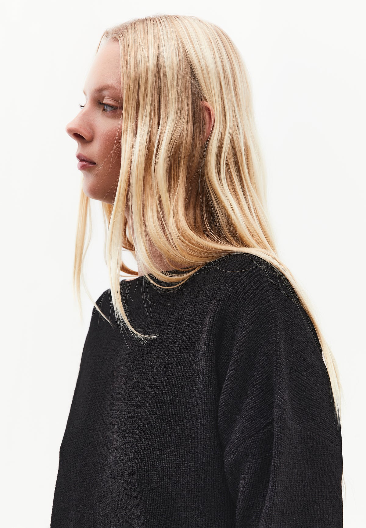 Boat Neck Loose Sweater - BLACK