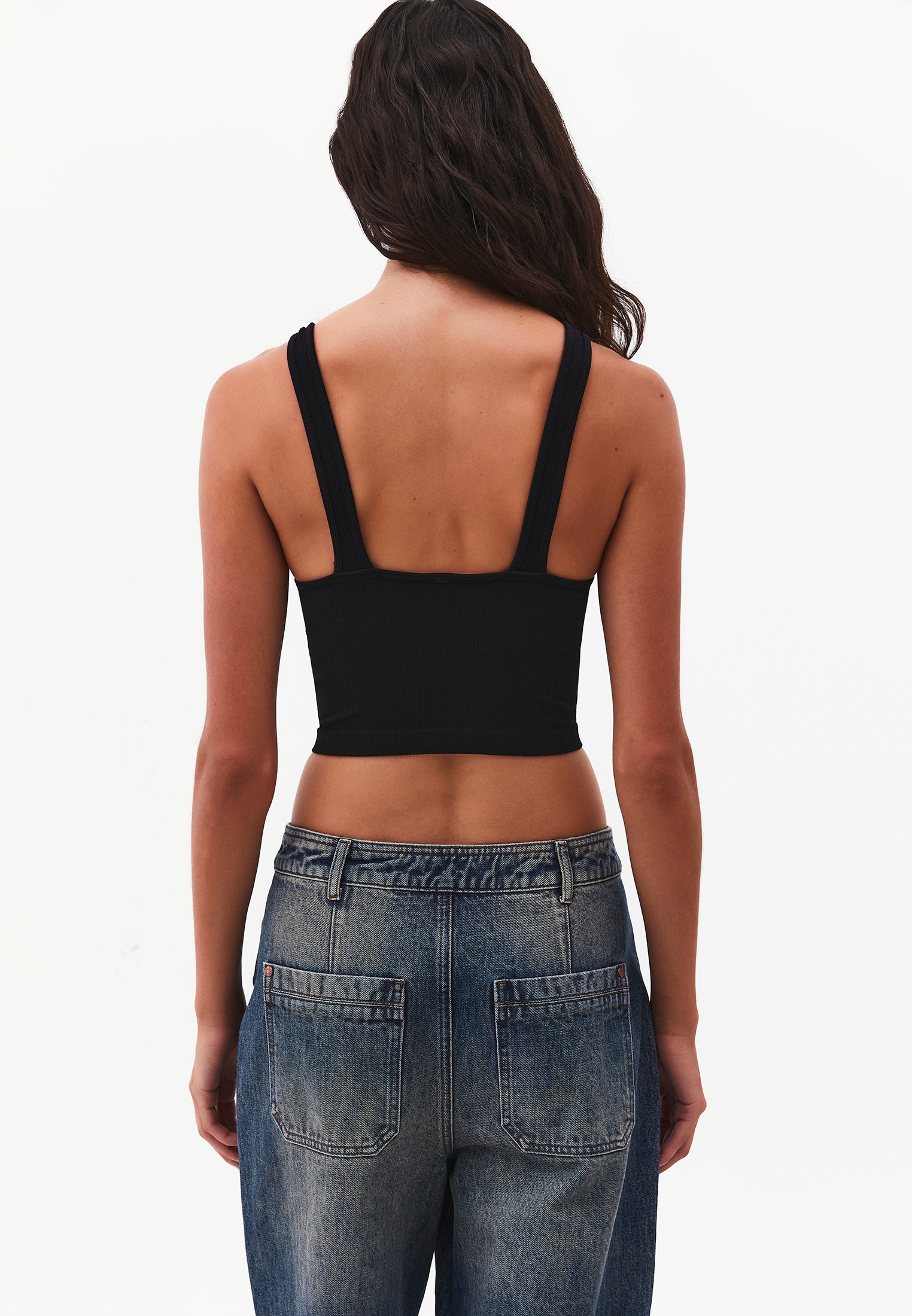 V Neck Bodycon Top - BLACK