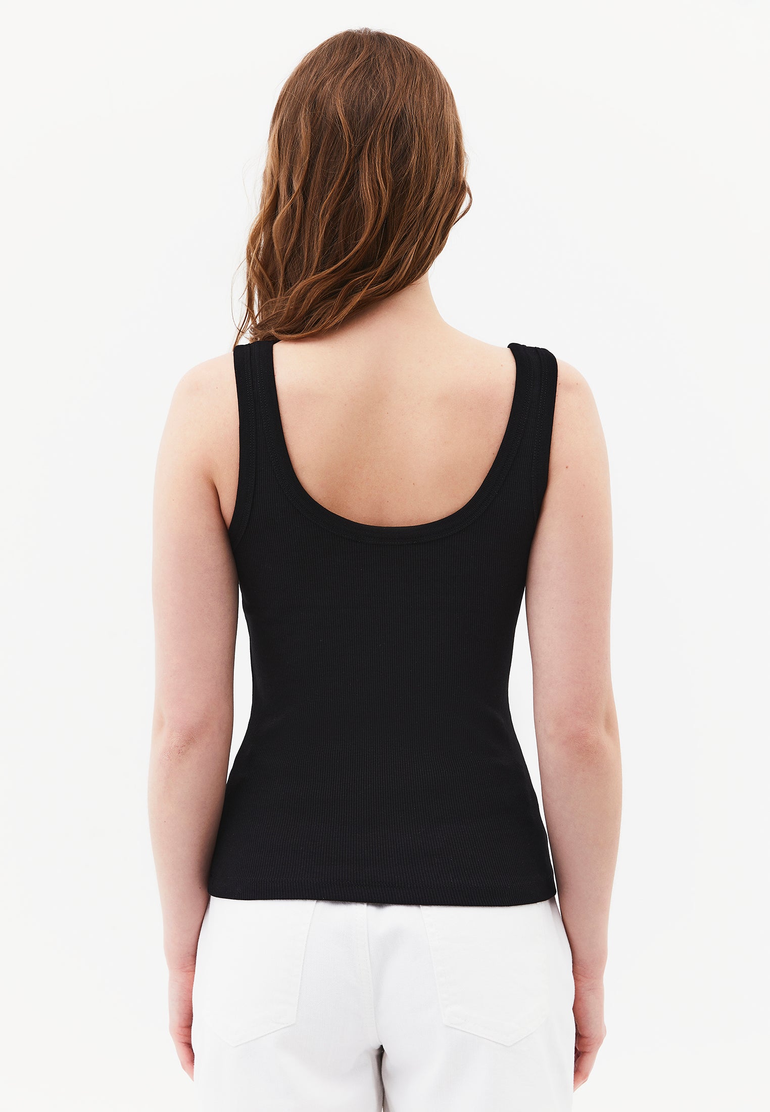 U Neck Bodycon Ribbed Tank Top - BLACKK