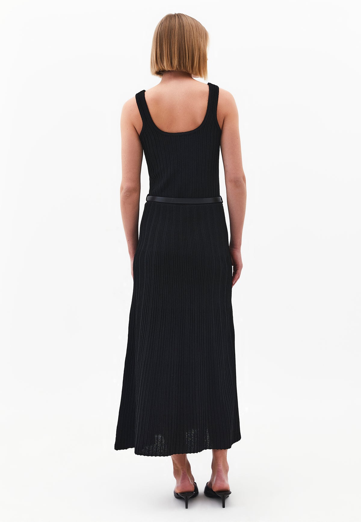 Flared A-Line Sleeveless Dress - Black