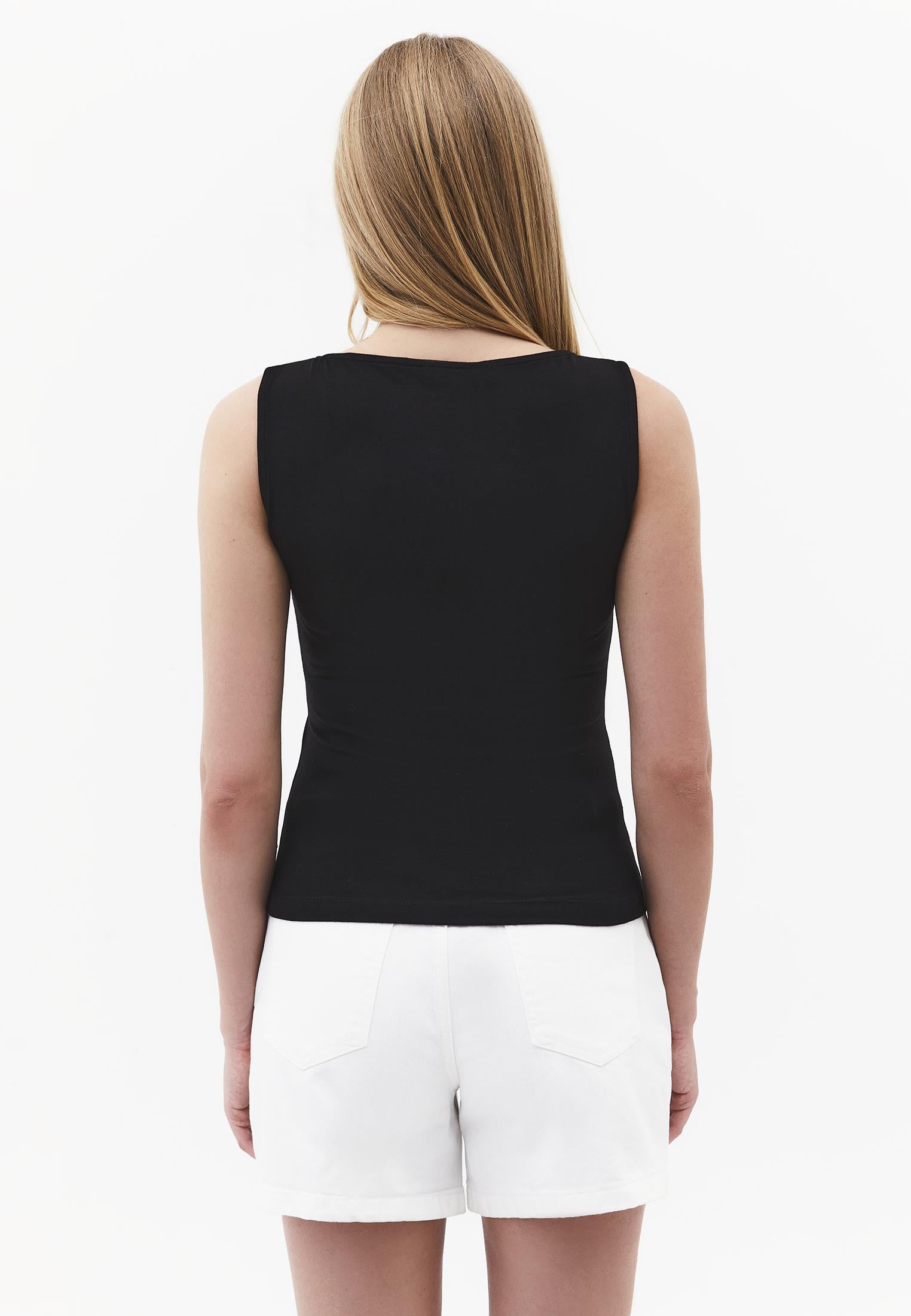 Boat Neck Tank Top - BLACK