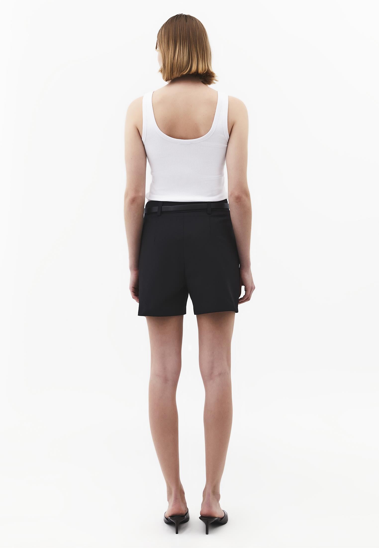 High Waist Shorts With Pockets - BLACK