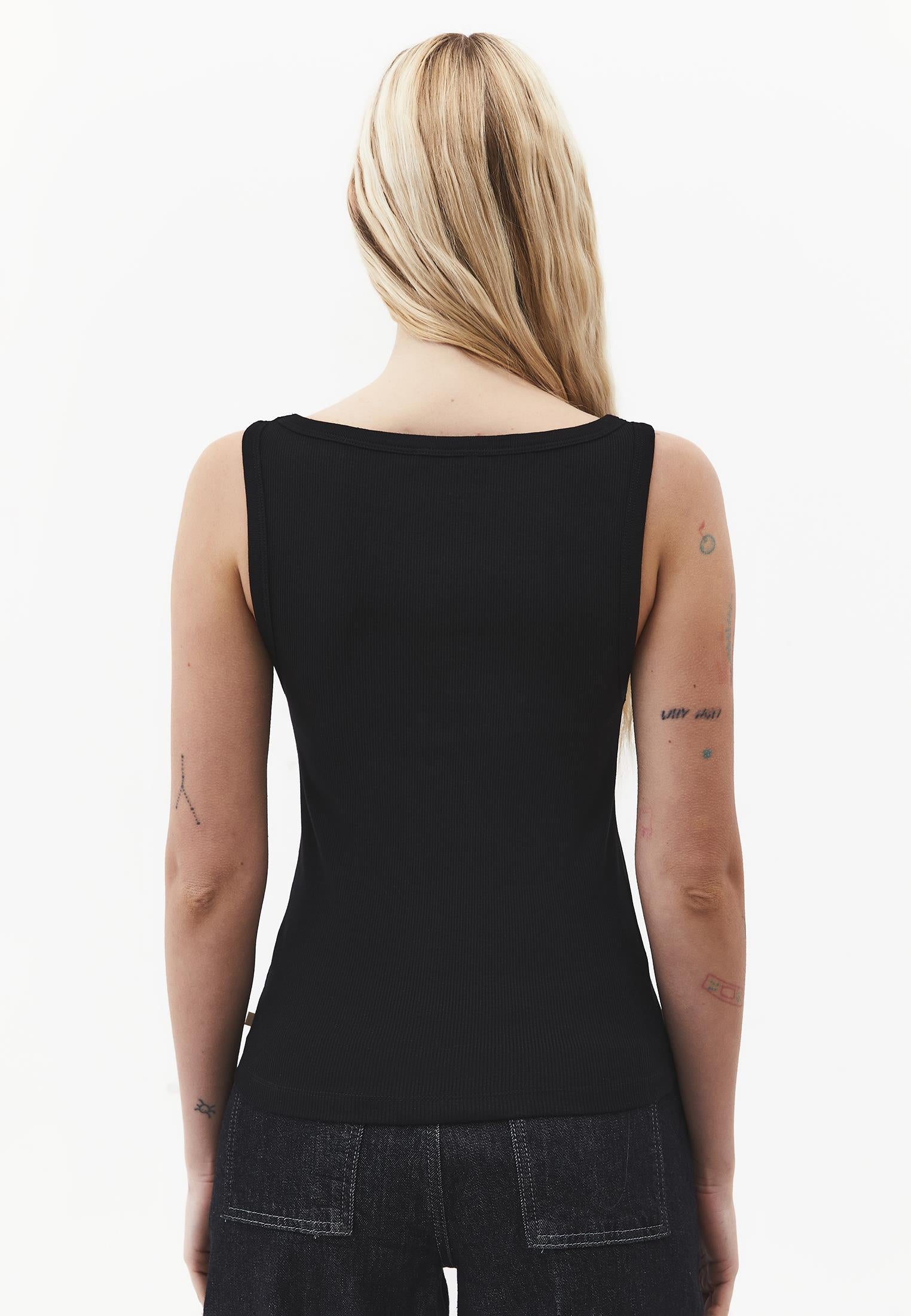 Boat Neck Tank Top - BLACK