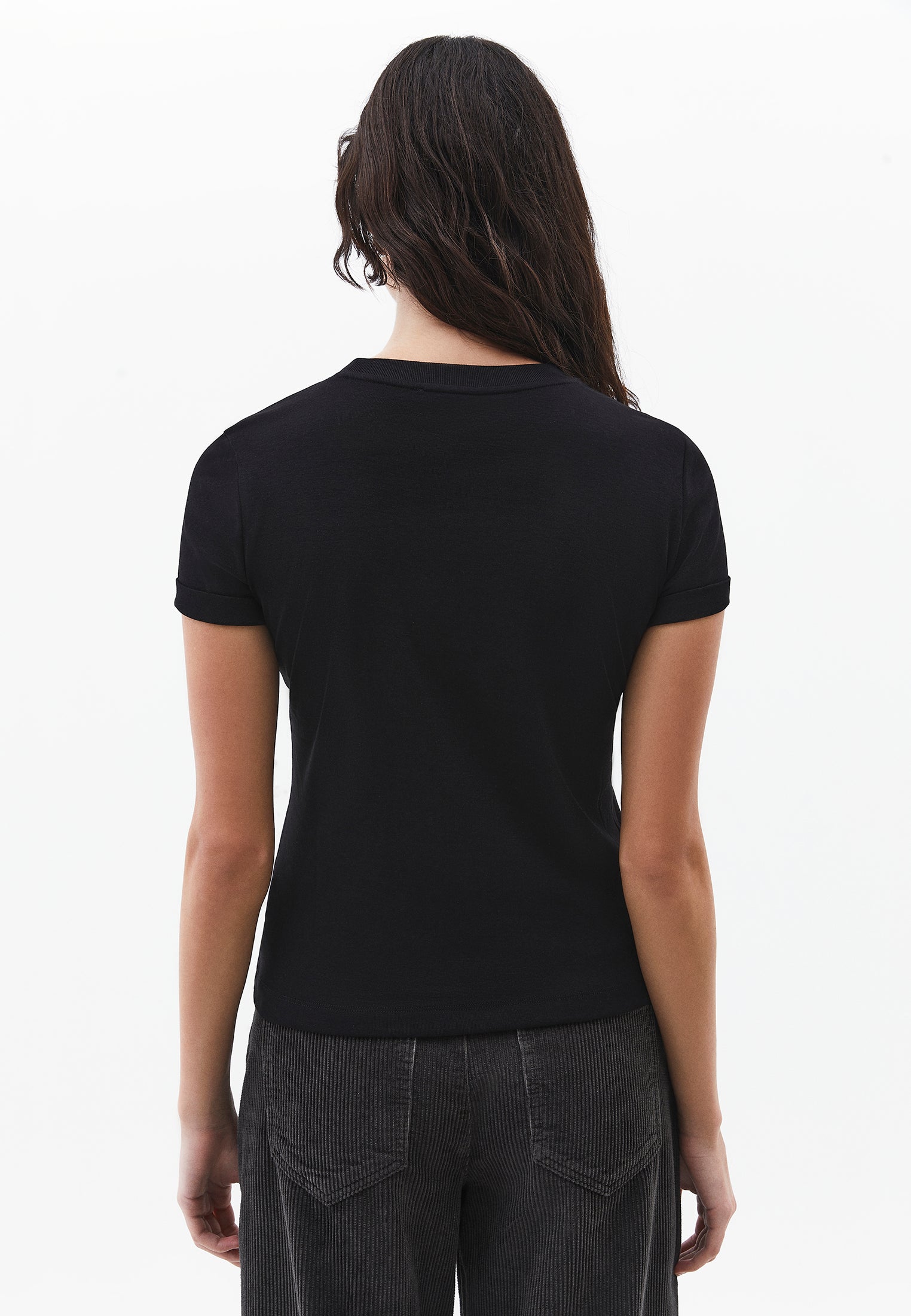 Women's Crew Neck Short Sleeve T-Shirt - BLACK