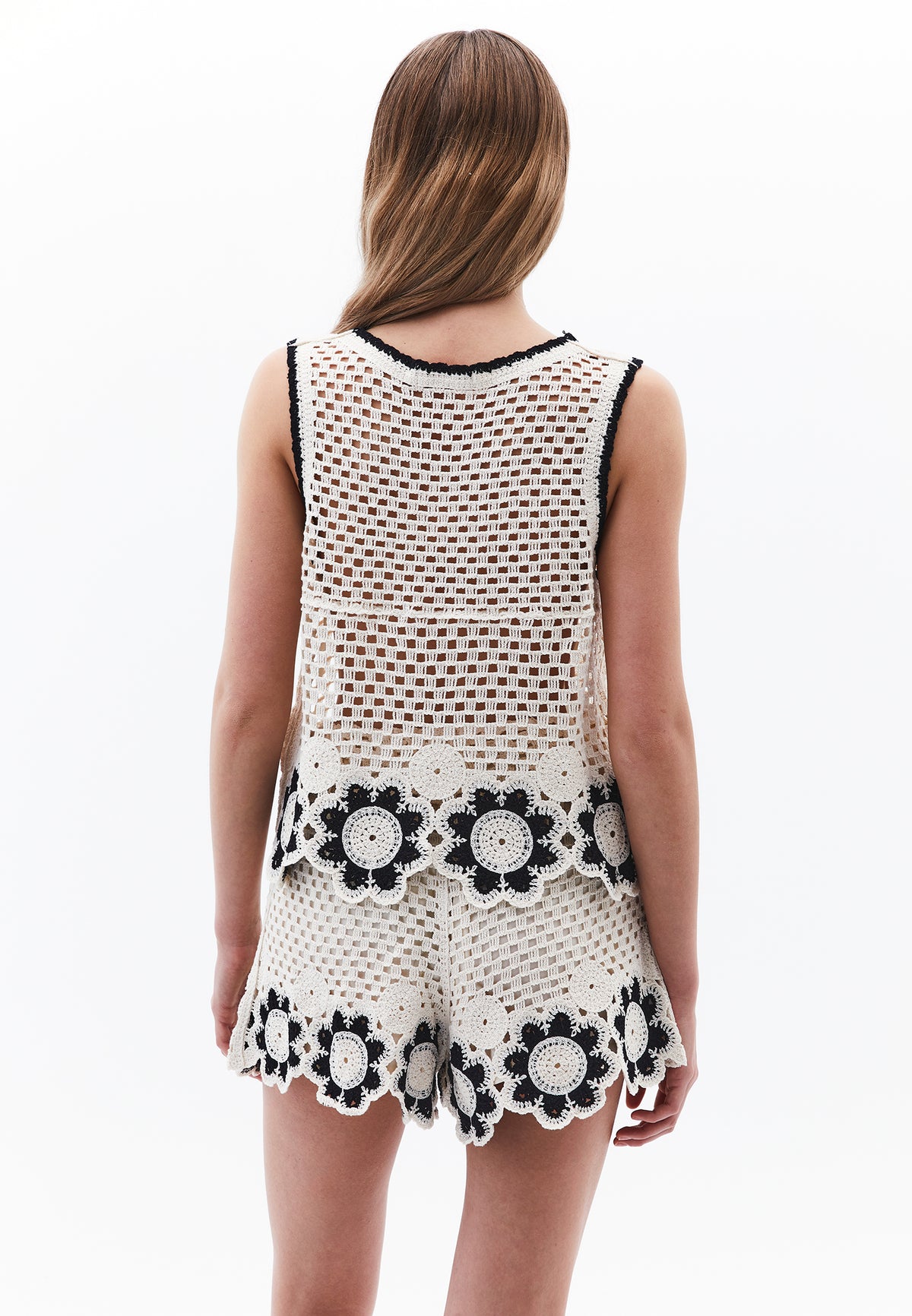 Cotton Blend Tank Top - ICE MILK/BLACK