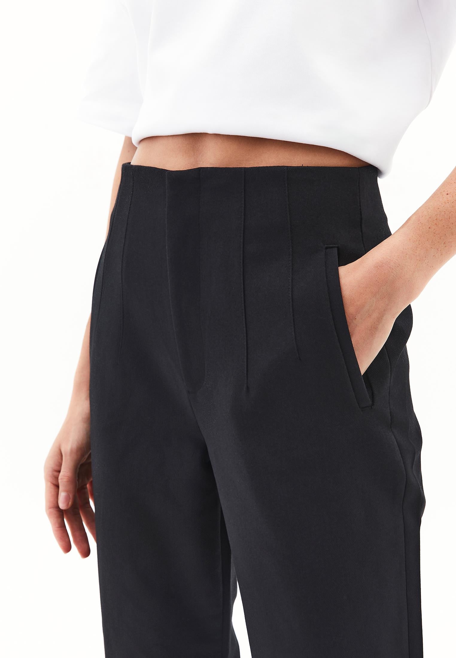 Carrot Cut High Waist Pants - BLACK