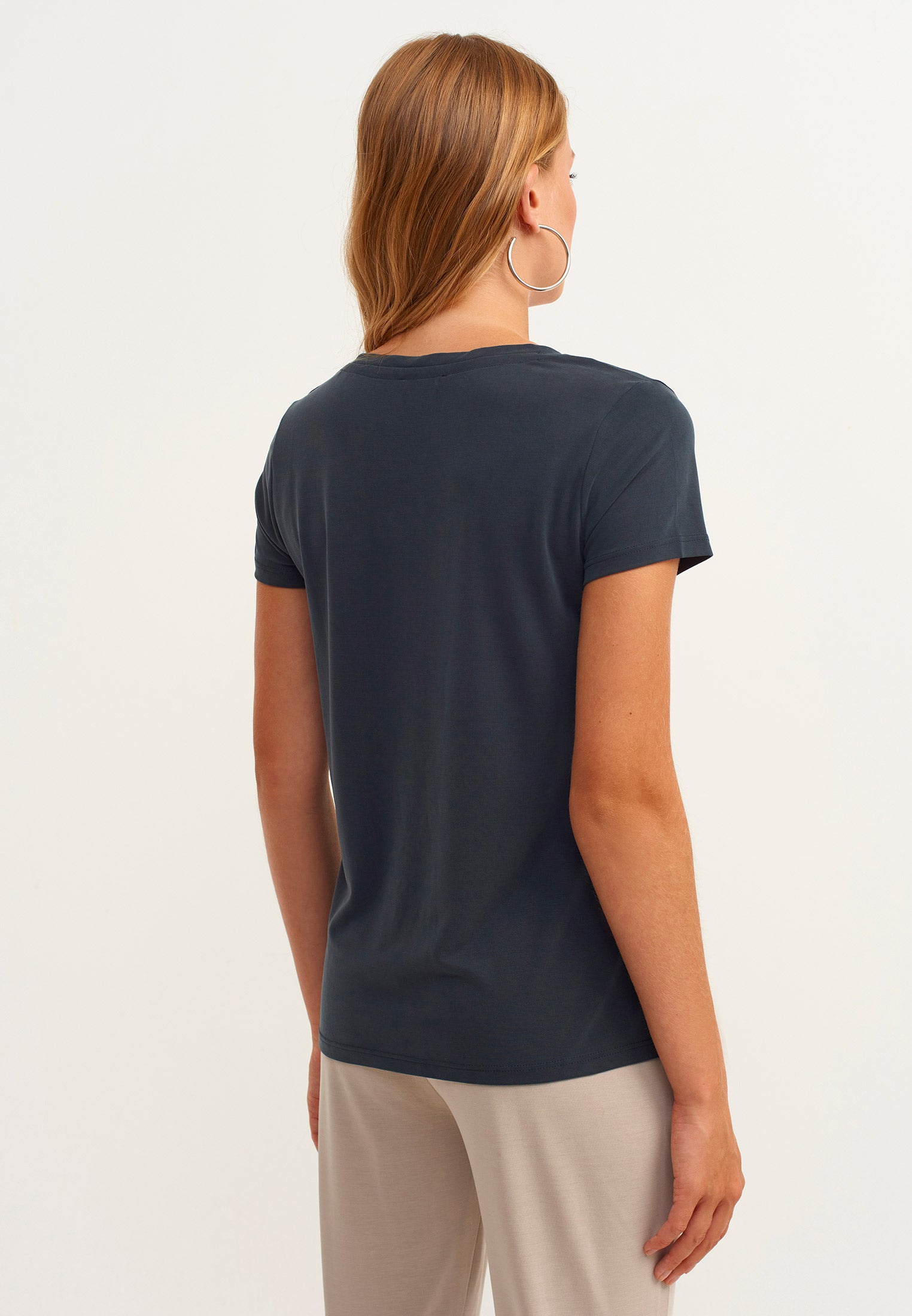 Soft textured short sleeve t-shirt - BLACK