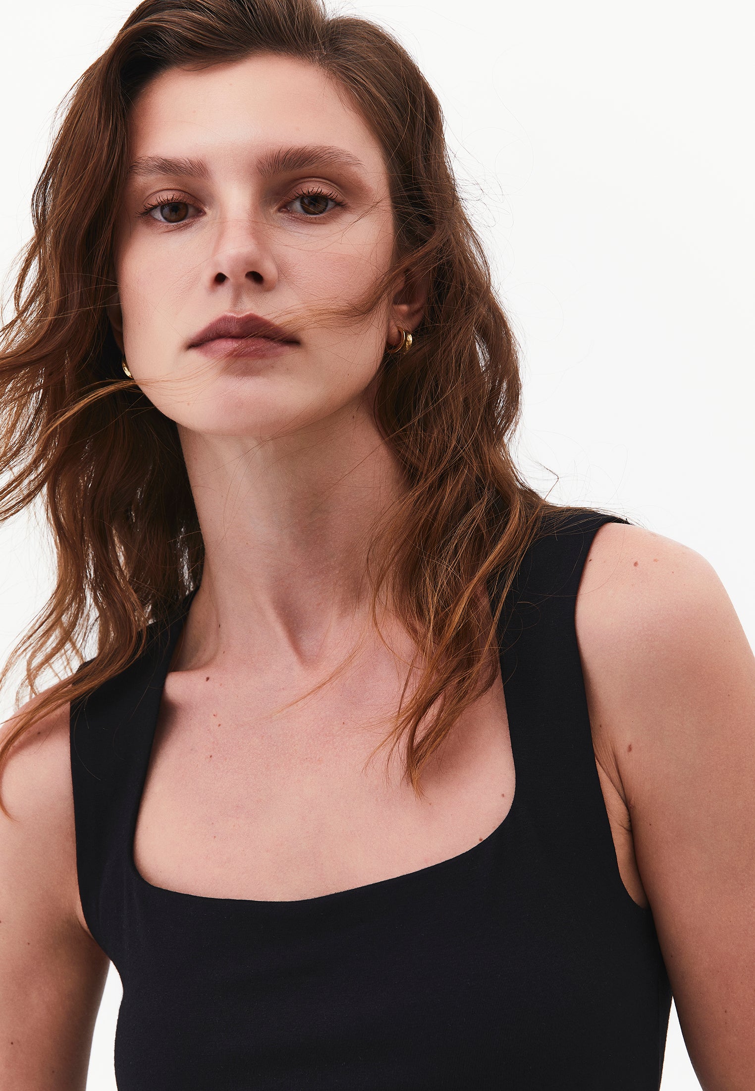 Square Neck Bodycon Standard Tank Top - BLACK