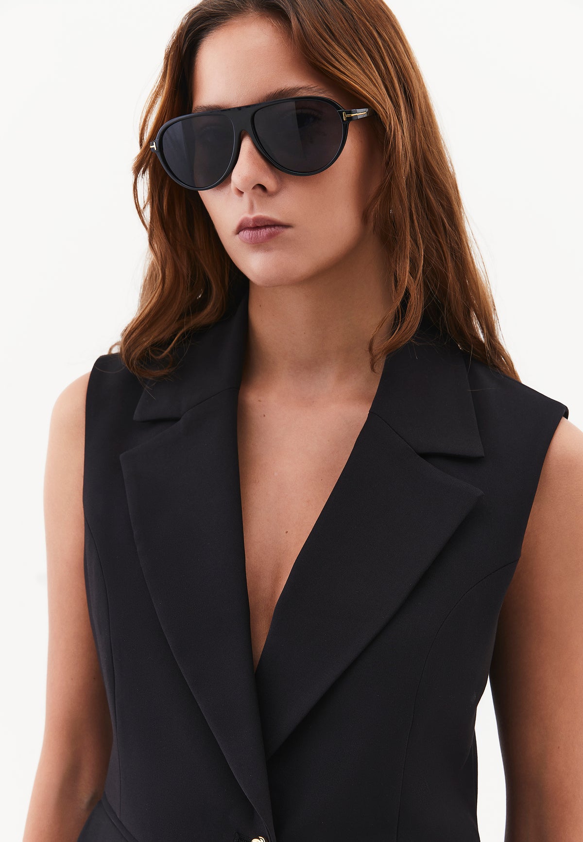Double-Breasted Collar Buttoned Vest - BLACK