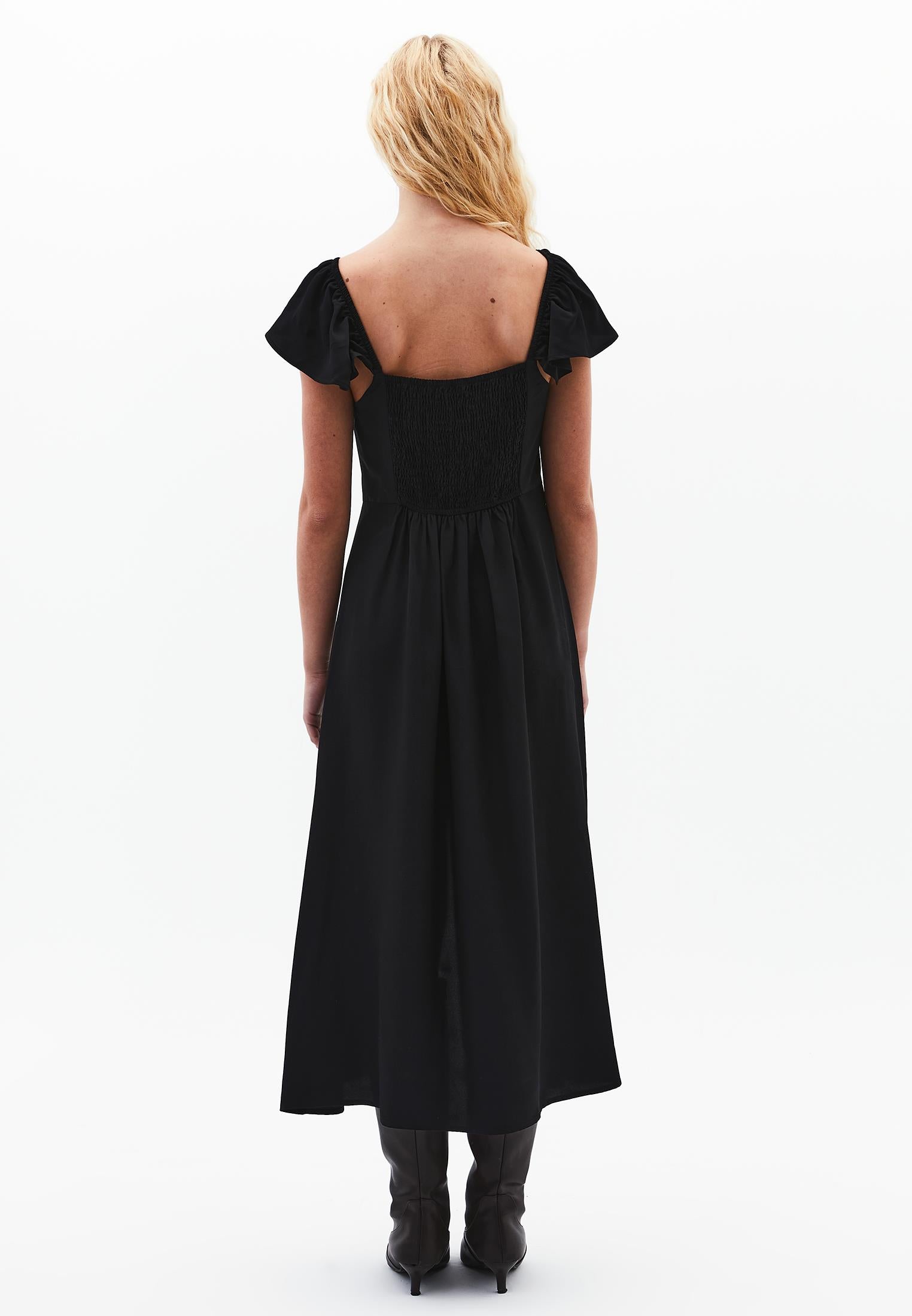 Sweetheart Neckline Midi Dress - BLACK