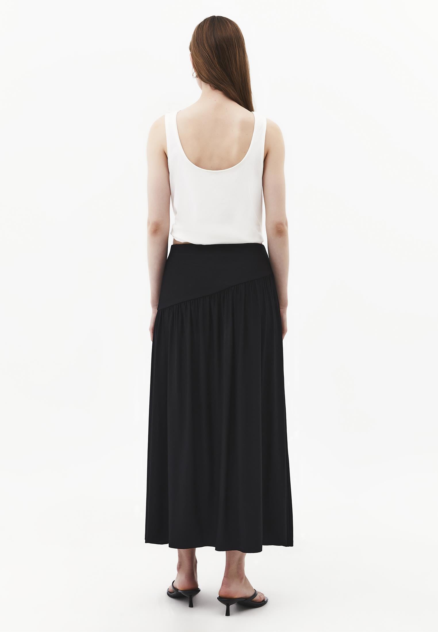 Flared Long Skirt - BLACK