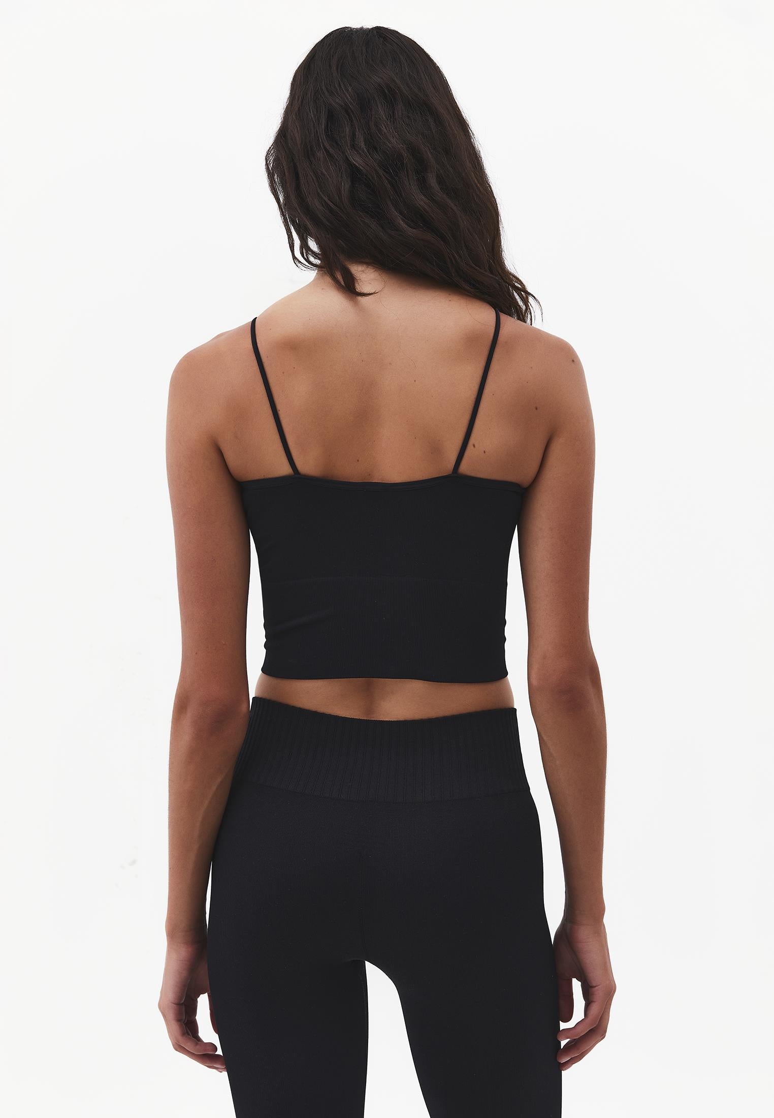 V-Neck Cropped Top - BLACK