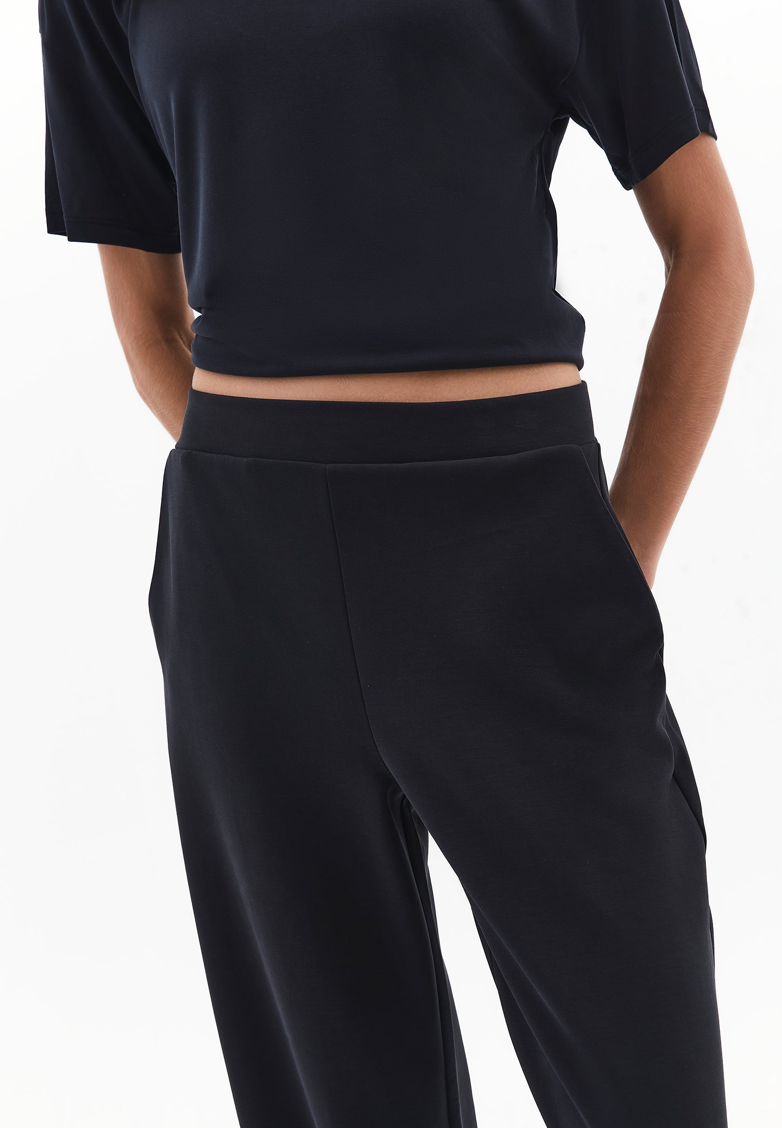 High waist flared trousers - BLACK