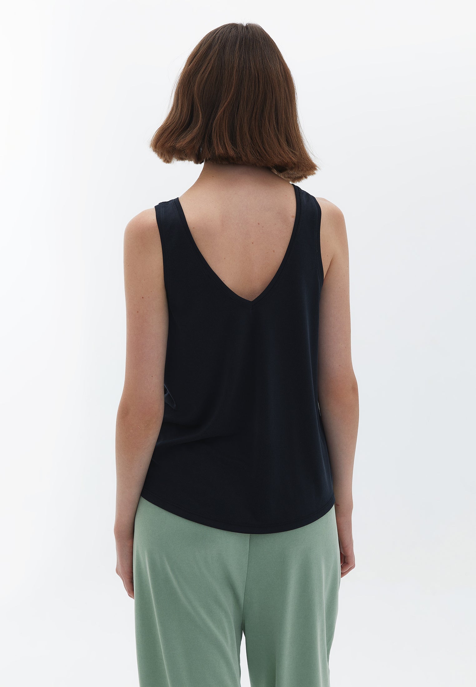 Sleeveless blouse with modal content - BLACK