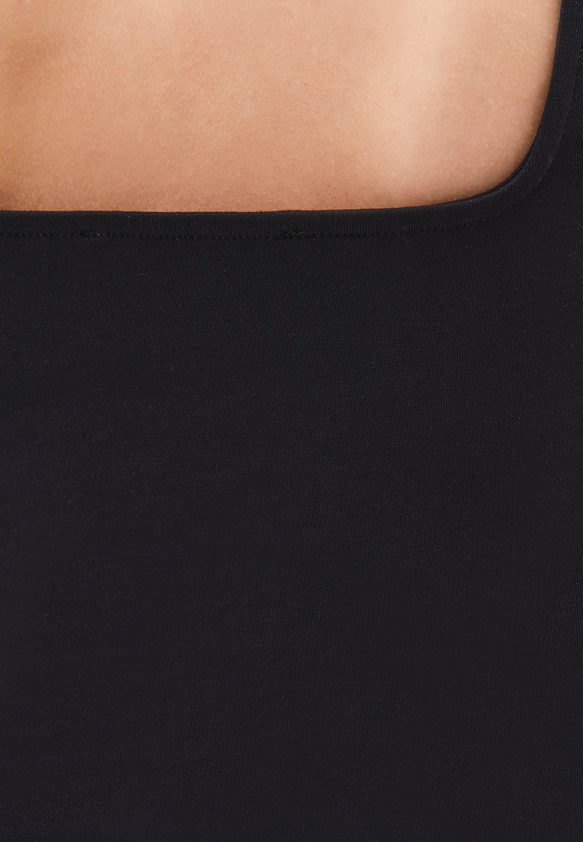 Square Neck Bodycon Tank Top - Black