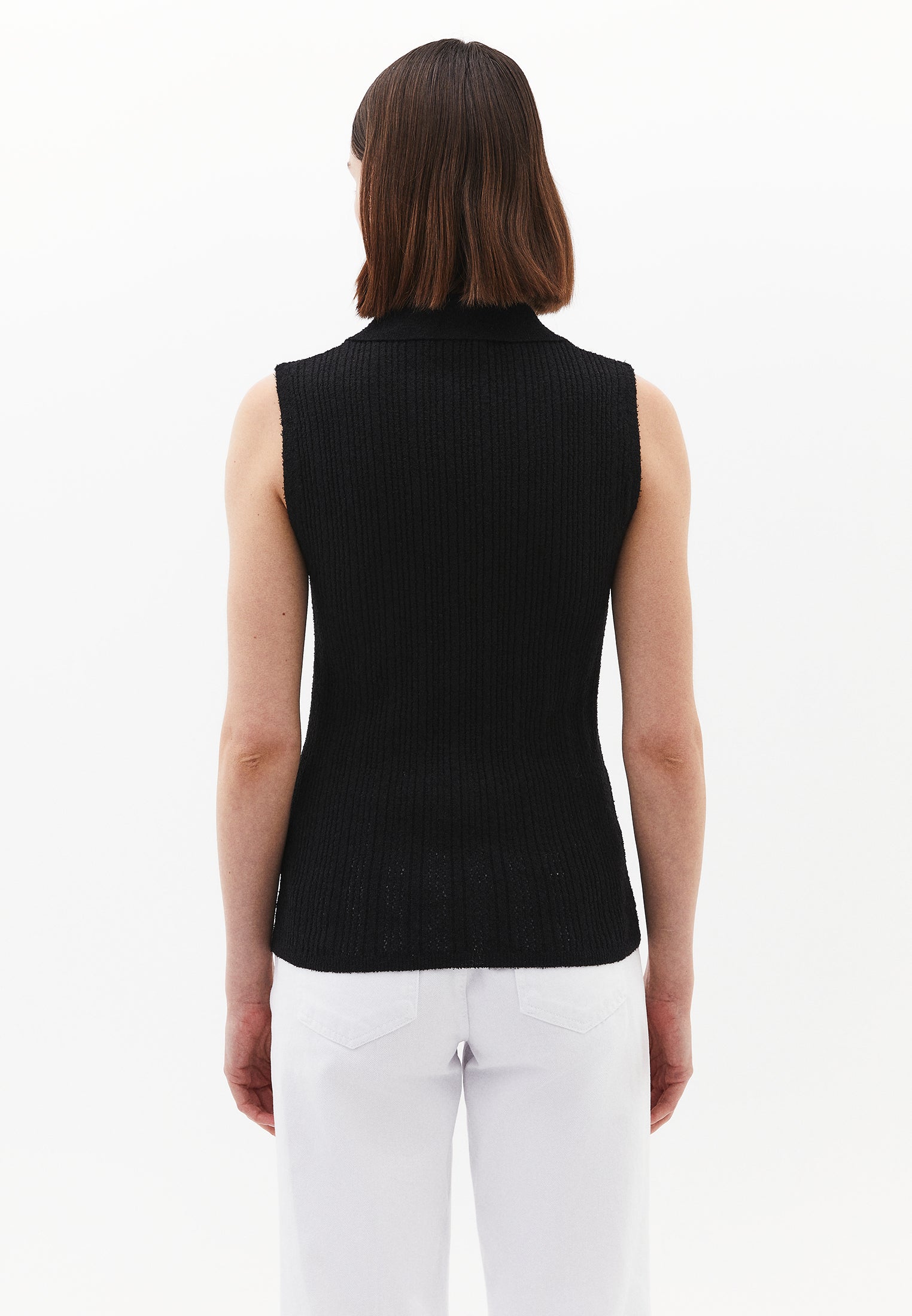 V Neck Boucle Vest - BLACK