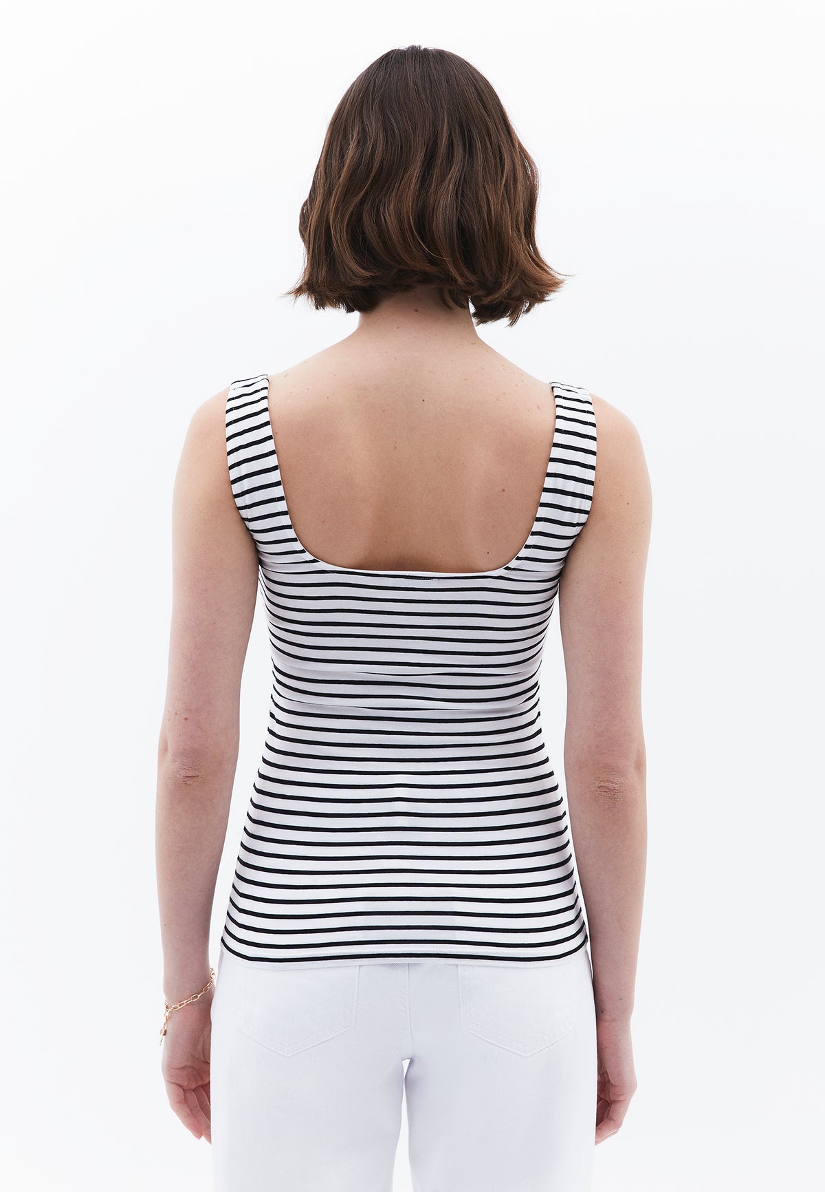 Square Neck Tank Top - Black/White