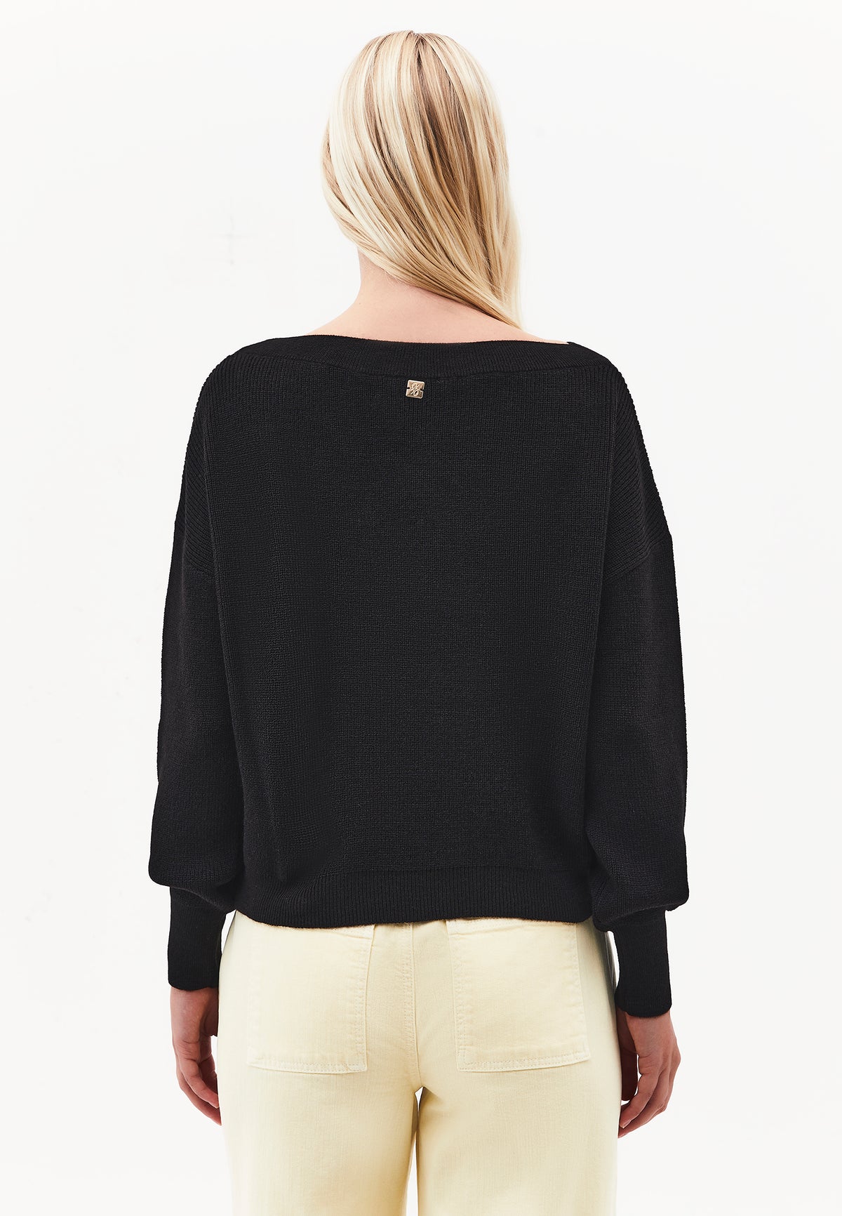 Boat Neck Loose Sweater - BLACK